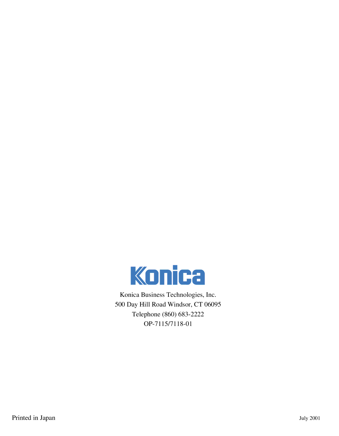 Konica Minolta Printer Copier manual July 