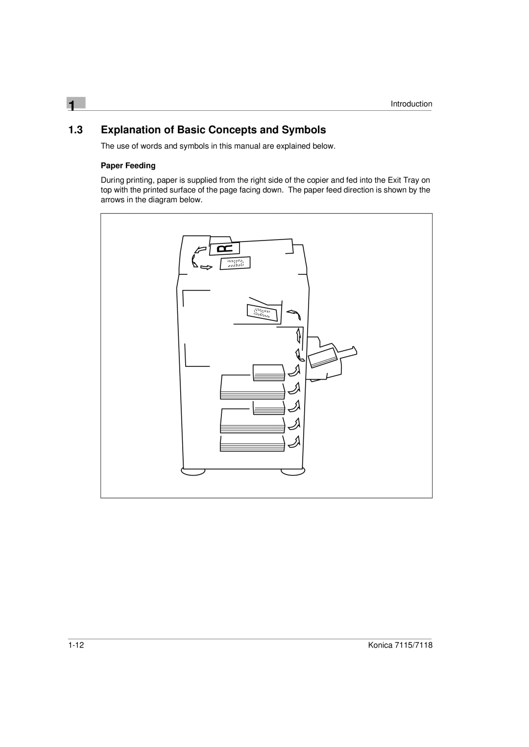 Konica Minolta Printer Copier manual Explanation of Basic Concepts and Symbols, Paper Feeding 