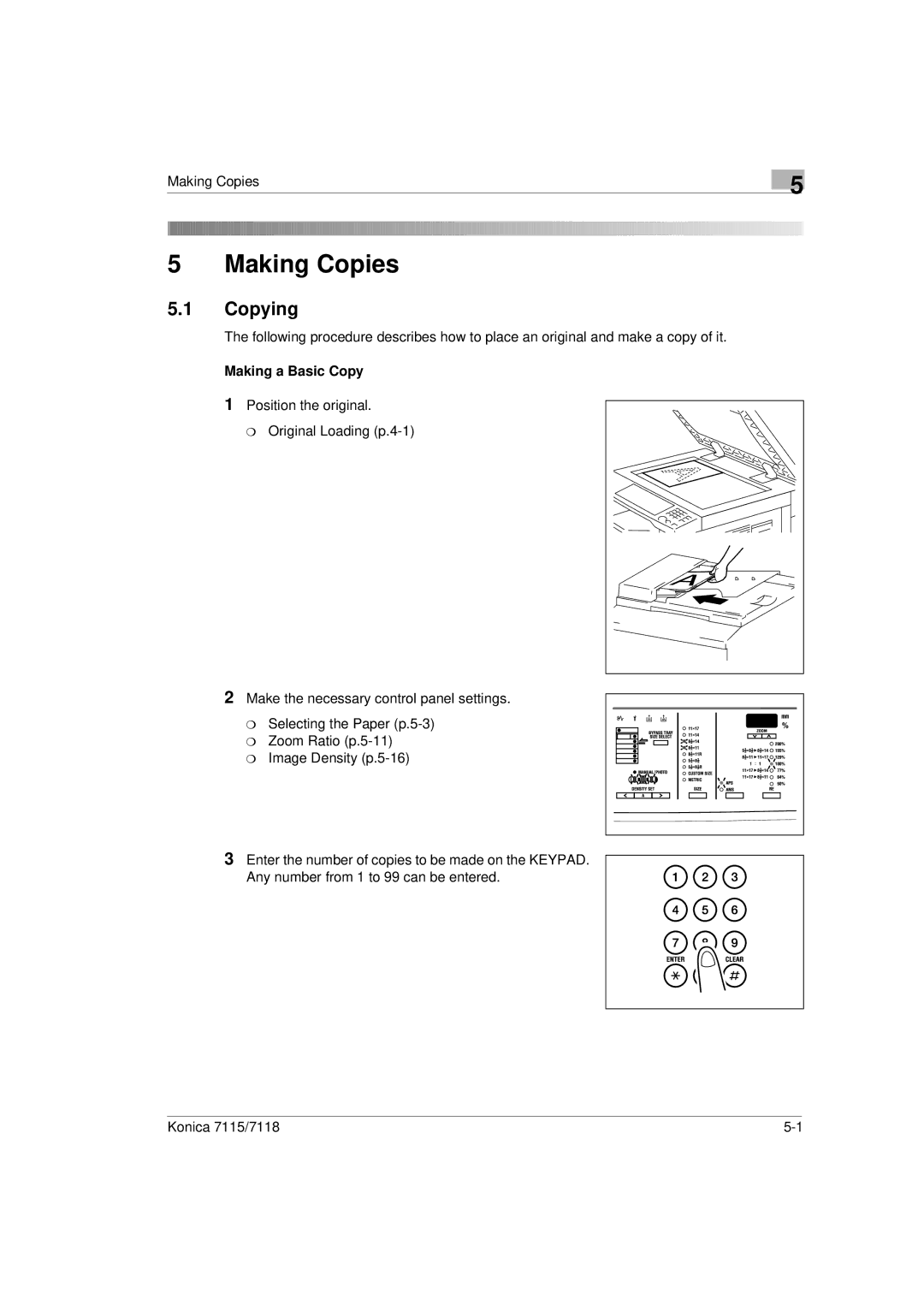 Konica Minolta Printer Copier manual Making Copies, Copying, Making a Basic Copy 