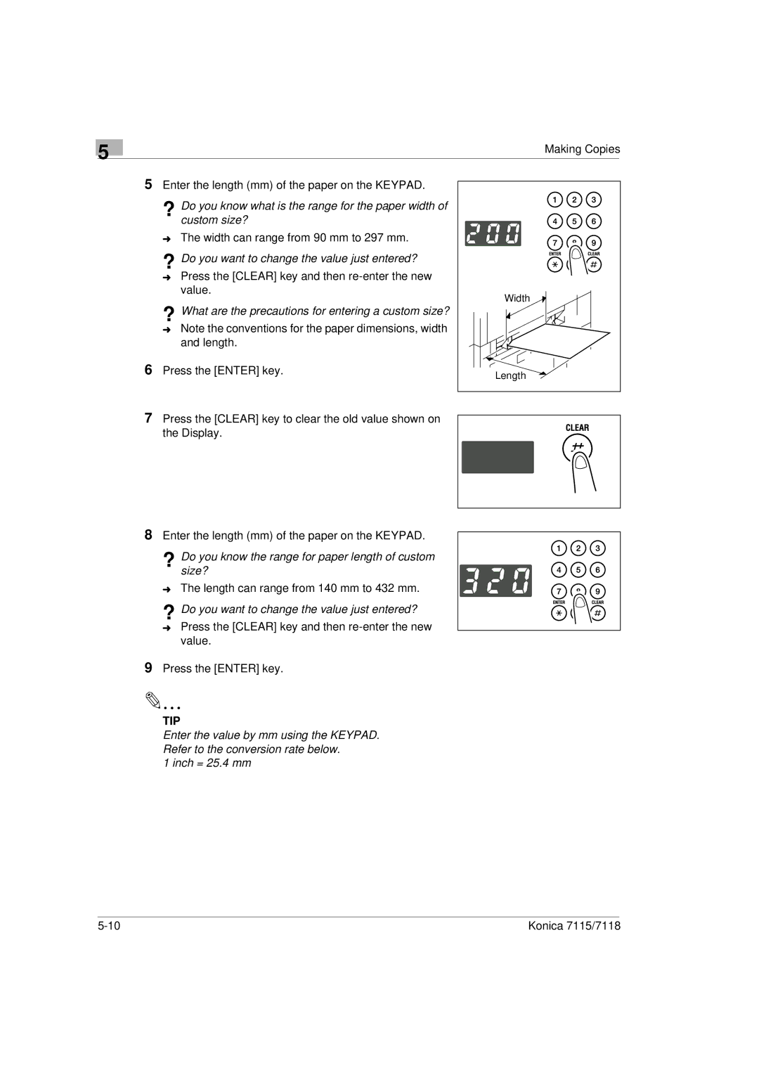 Konica Minolta Printer Copier manual ? Do you want to change the value just entered? 