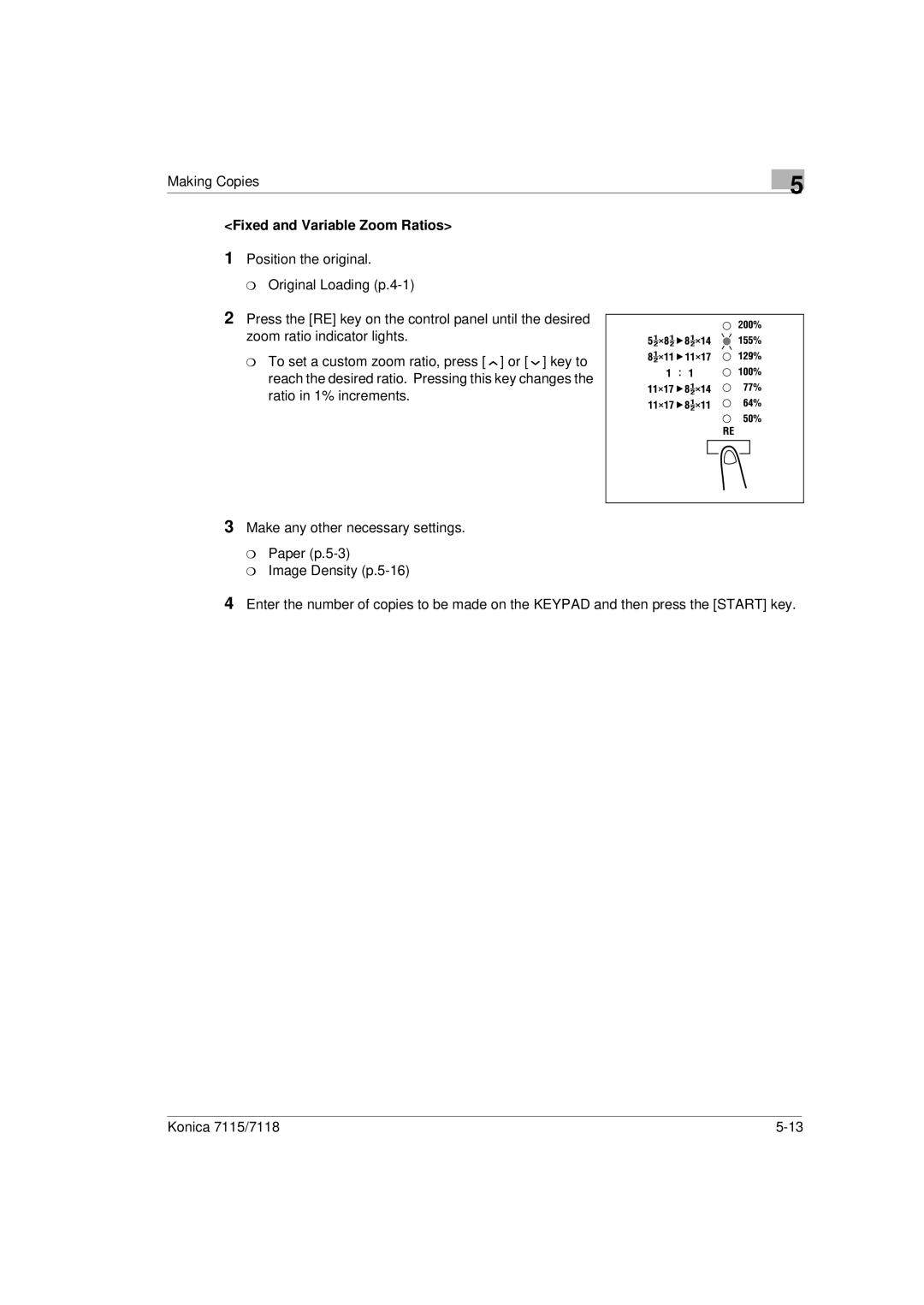 Konica Minolta Printer Copier manual Fixed and Variable Zoom Ratios 
