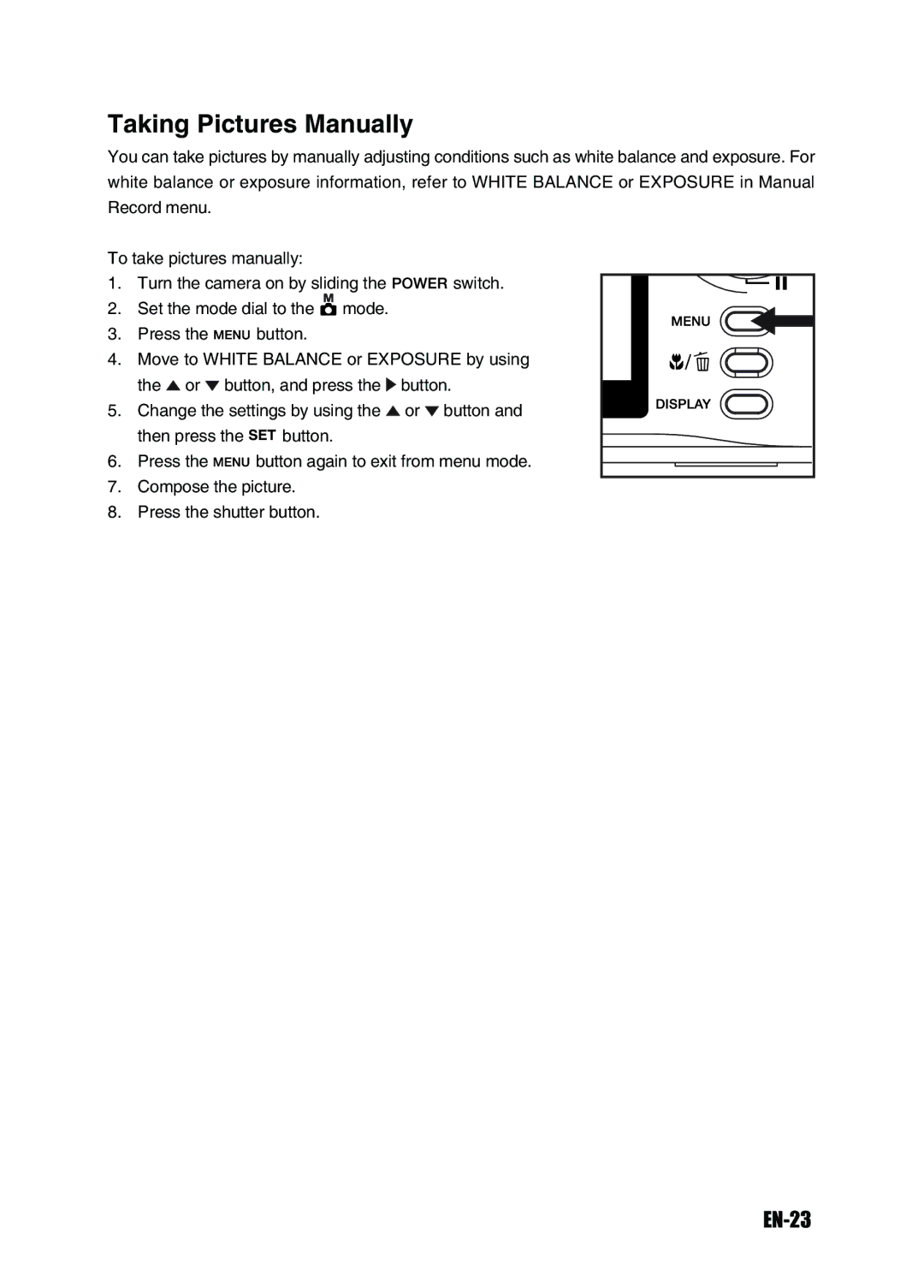 Konica Minolta Revio KD-3300 user manual Taking Pictures Manually, EN-23 