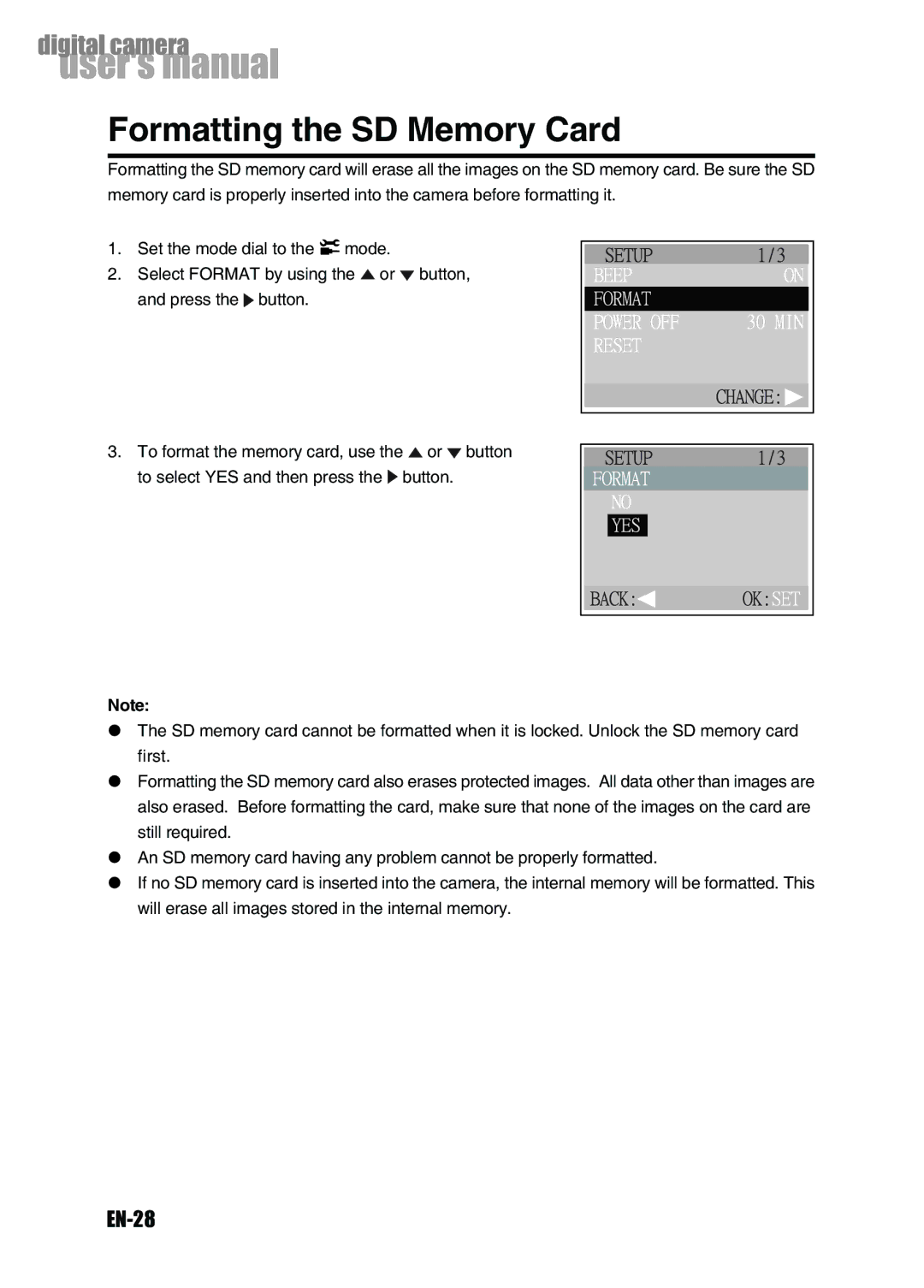 Konica Minolta Revio KD-3300 user manual Formatting the SD Memory Card, EN-28 