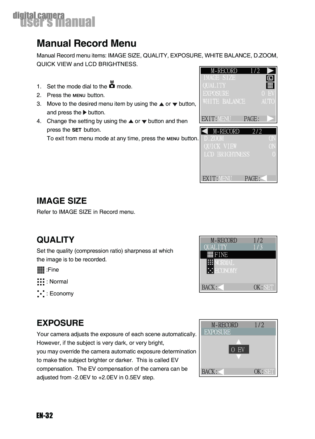 Konica Minolta Revio KD-3300 user manual Quality, Exposure, EN-32 