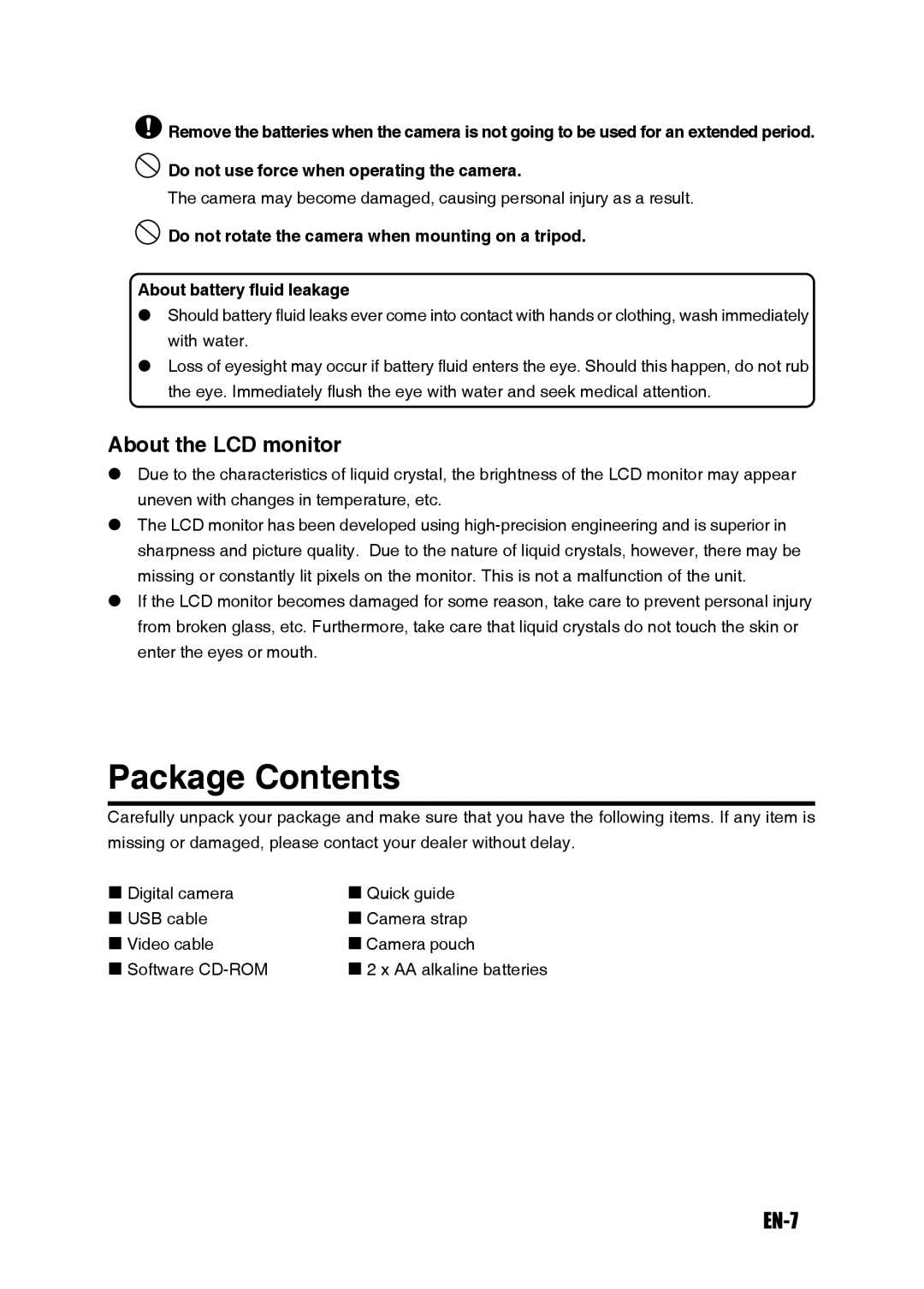 Konica Minolta Revio KD-3300 user manual Package Contents 