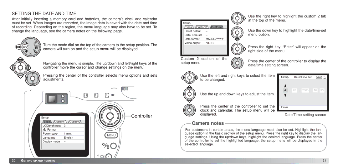 Konica Minolta S414 instruction manual Controller, Setting the Date and Time 