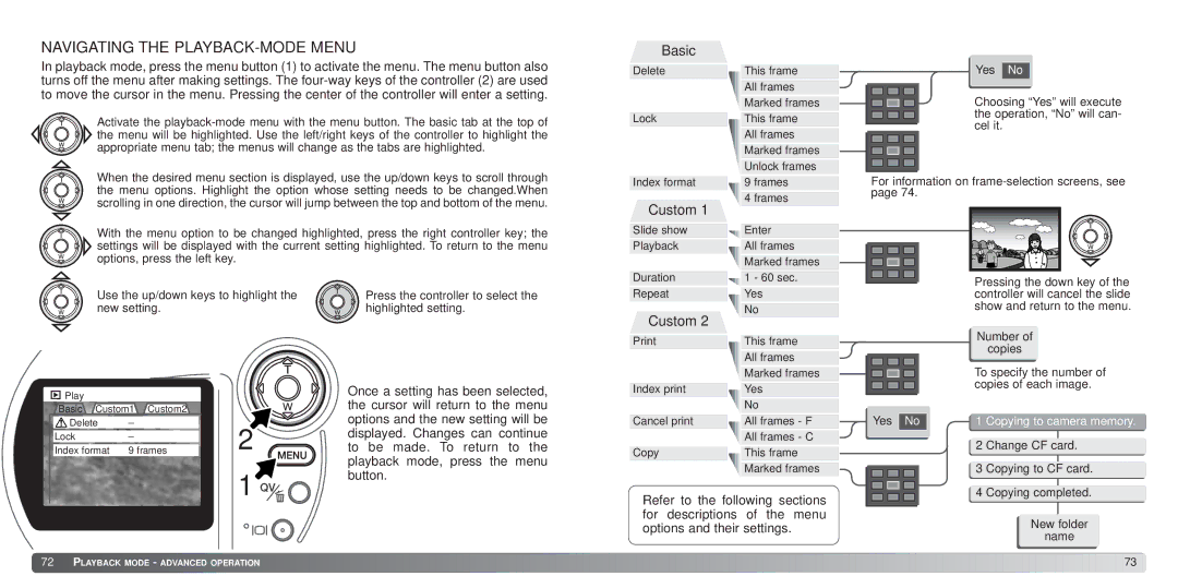 Konica Minolta S414 instruction manual Navigating the PLAYBACK-MODE Menu, Basic 