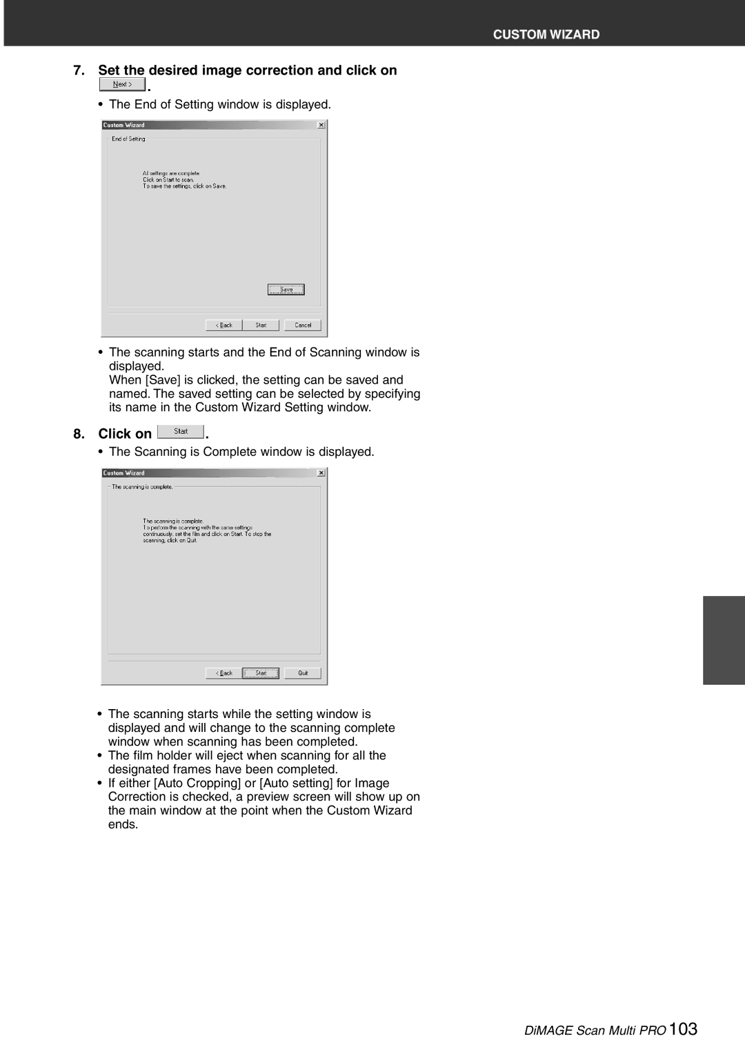 Konica Minolta Scan Multi PRO instruction manual Set the desired image correction and click on 