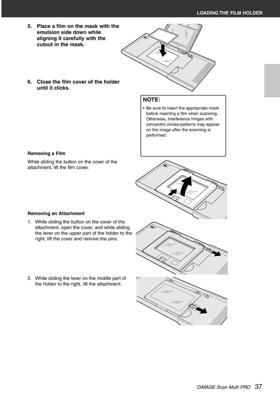 Konica Minolta Scan Multi PRO instruction manual Loading the Film Holder 