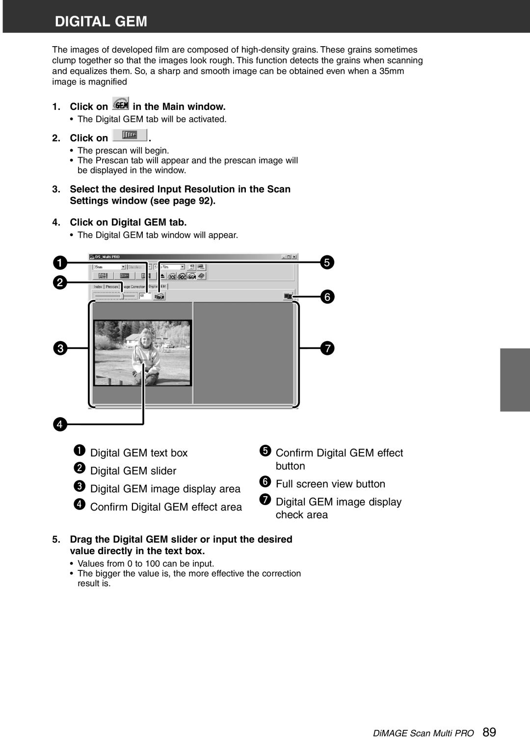 Konica Minolta Scan Multi PRO instruction manual Digital GEM, Click on 