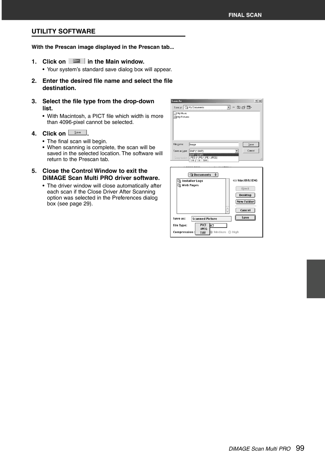 Konica Minolta Scan Multi PRO instruction manual Utility Software, Click on 