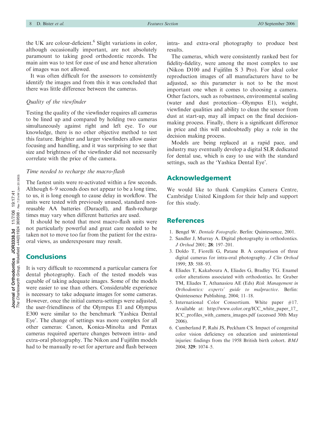 Konica Minolta SLR manual Conclusions, Acknowledgement, References, Time needed to recharge the macro-flash 