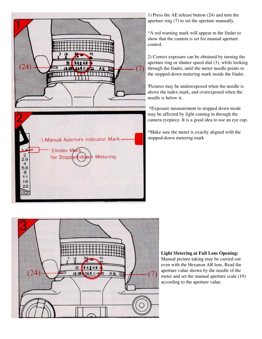 Konica Minolta TC-X manual Light Metering at Full Lens Opening 