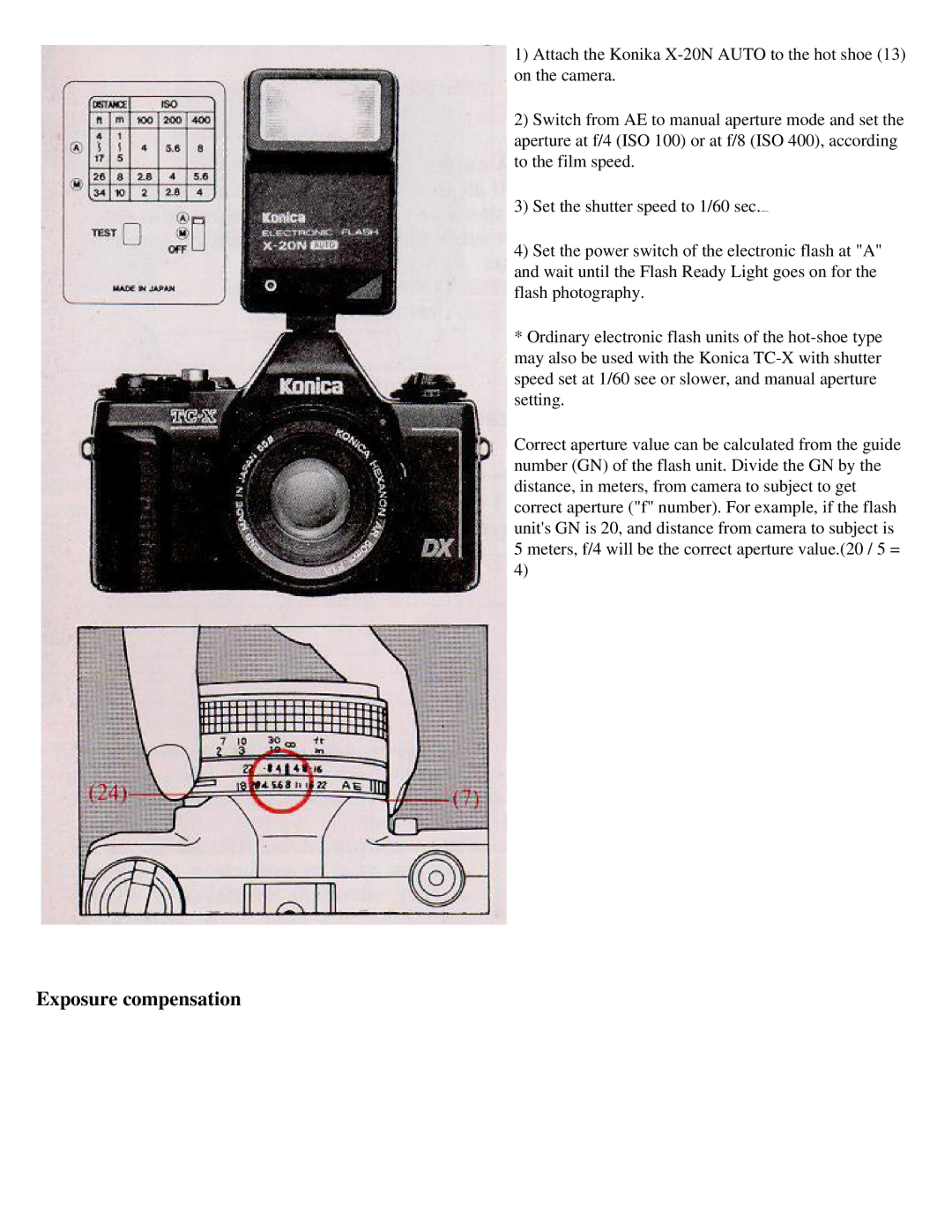 Konica Minolta TC-X manual Exposure compensation 