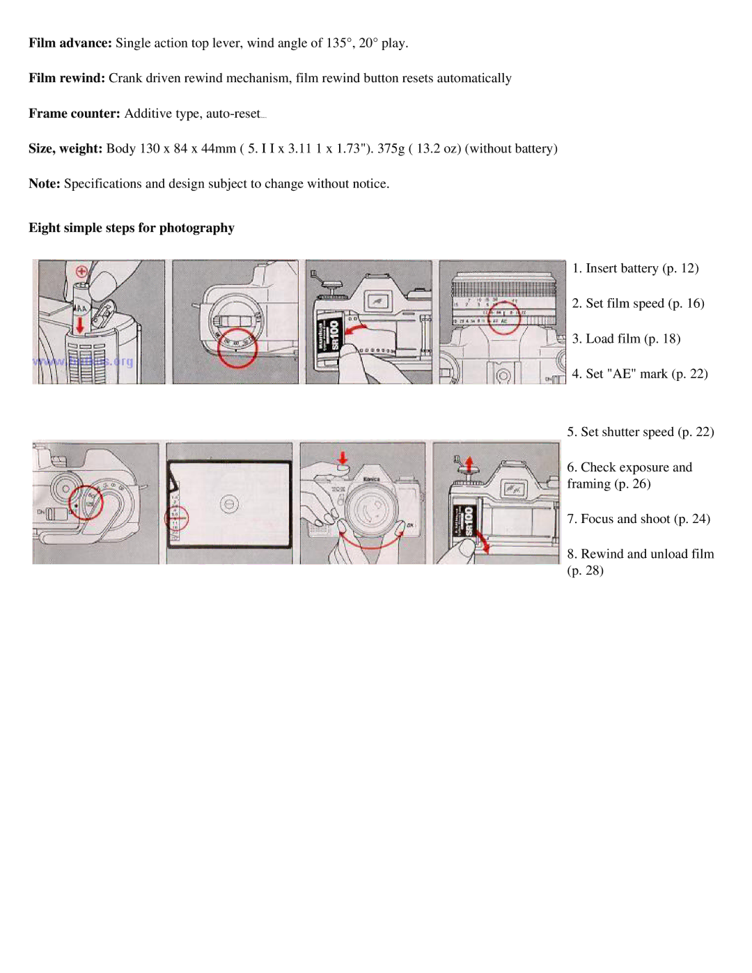 Konica Minolta TC-X manual Eight simple steps for photography 