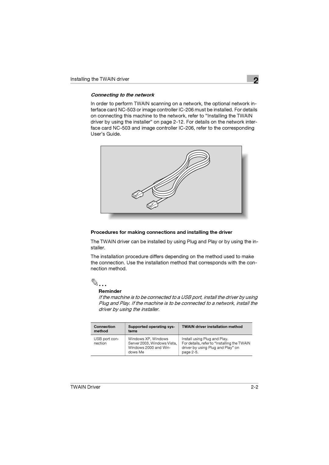 Konica Minolta TWIN Driver manual Connecting to the network, Procedures for making connections and installing the driver 