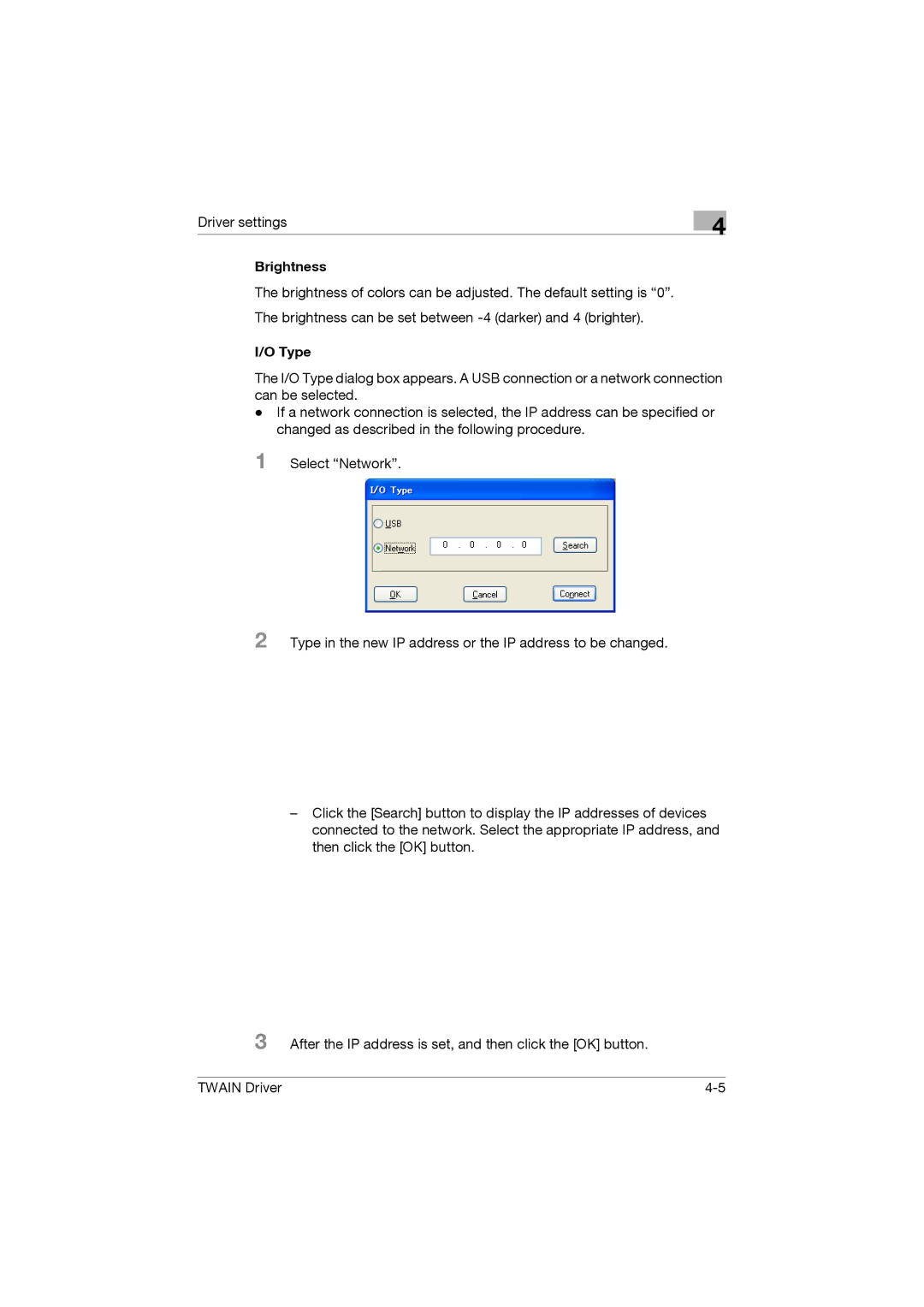 Konica Minolta TWIN Driver manual Brightness, Type 