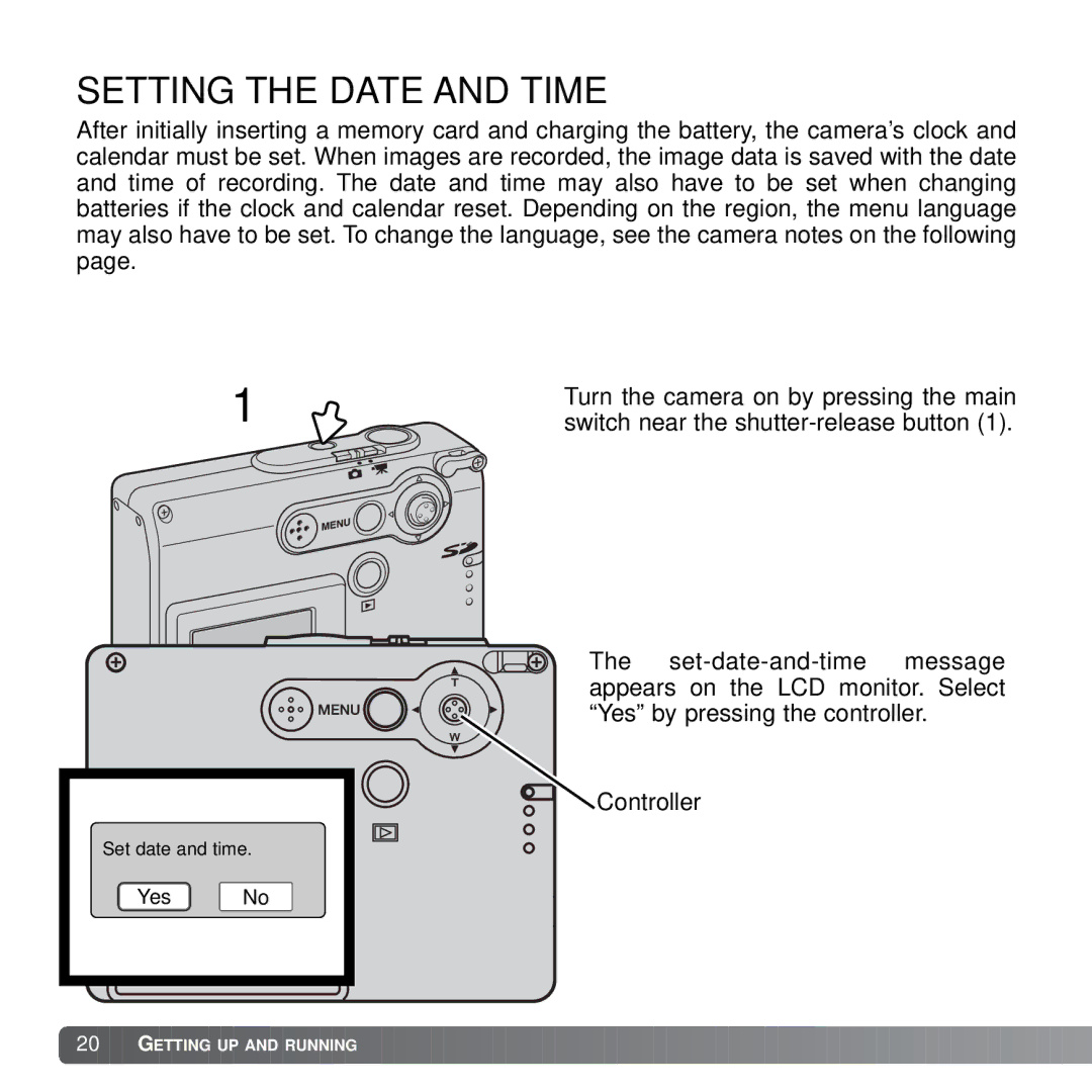 Konica Minolta X21 instruction manual Setting the Date and Time 