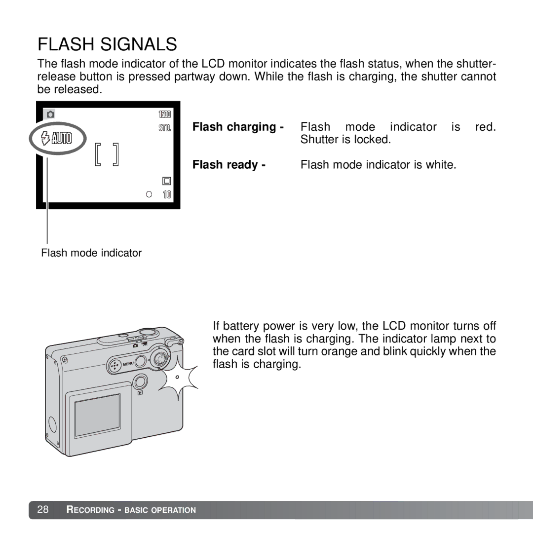 Konica Minolta X21 instruction manual Flash Signals 