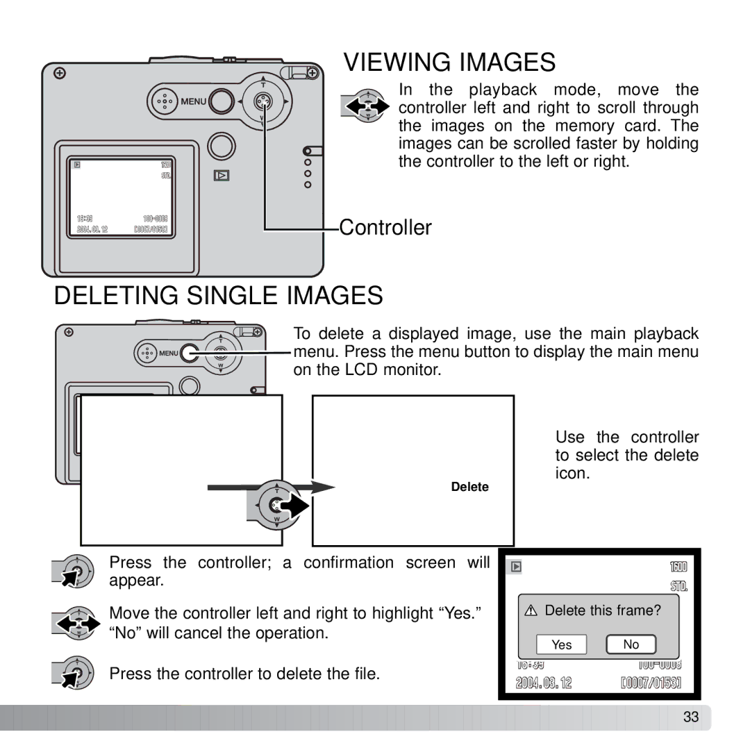 Konica Minolta X21 instruction manual Viewing Images, Deleting Single Images 