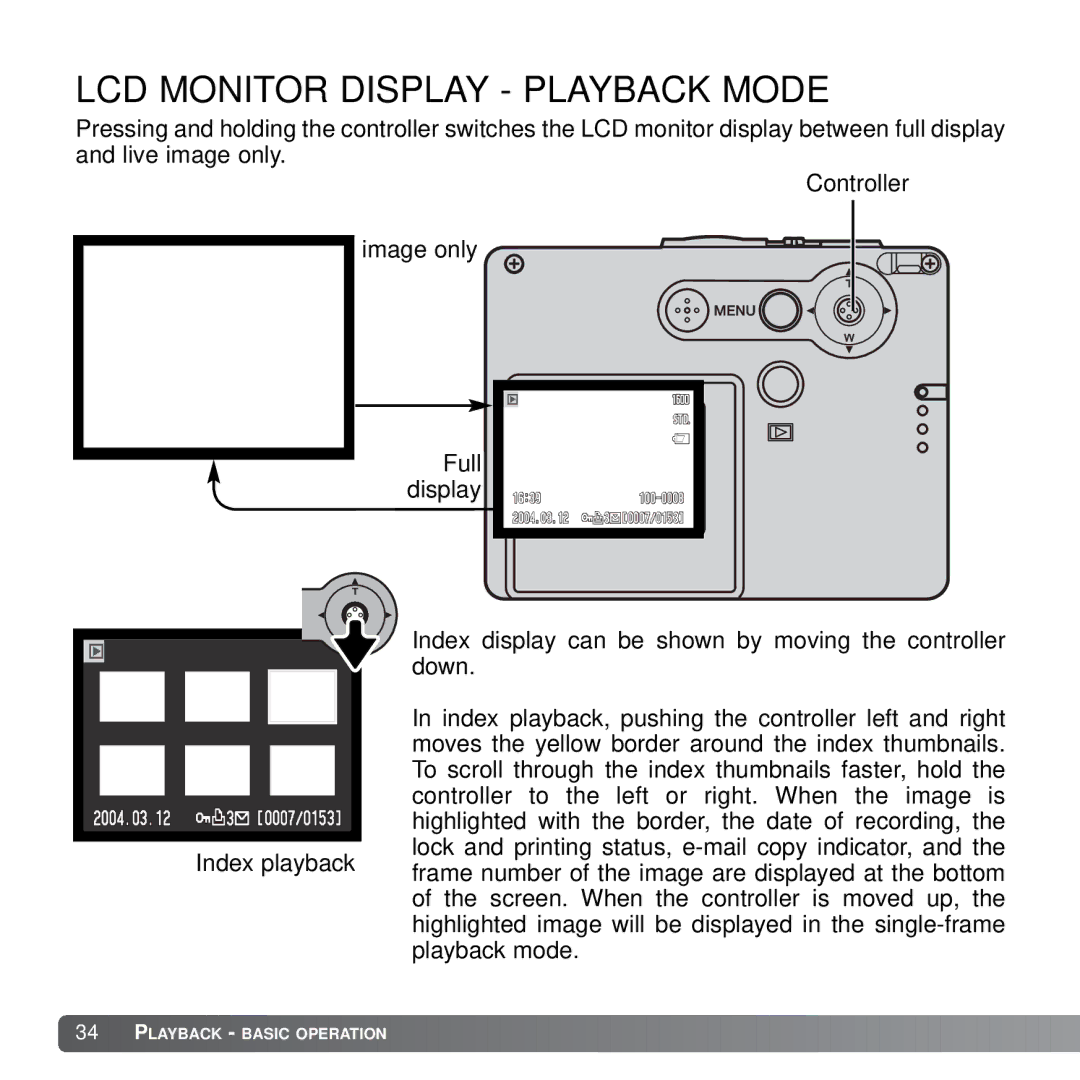 Konica Minolta X21 instruction manual LCD Monitor Display Playback Mode 