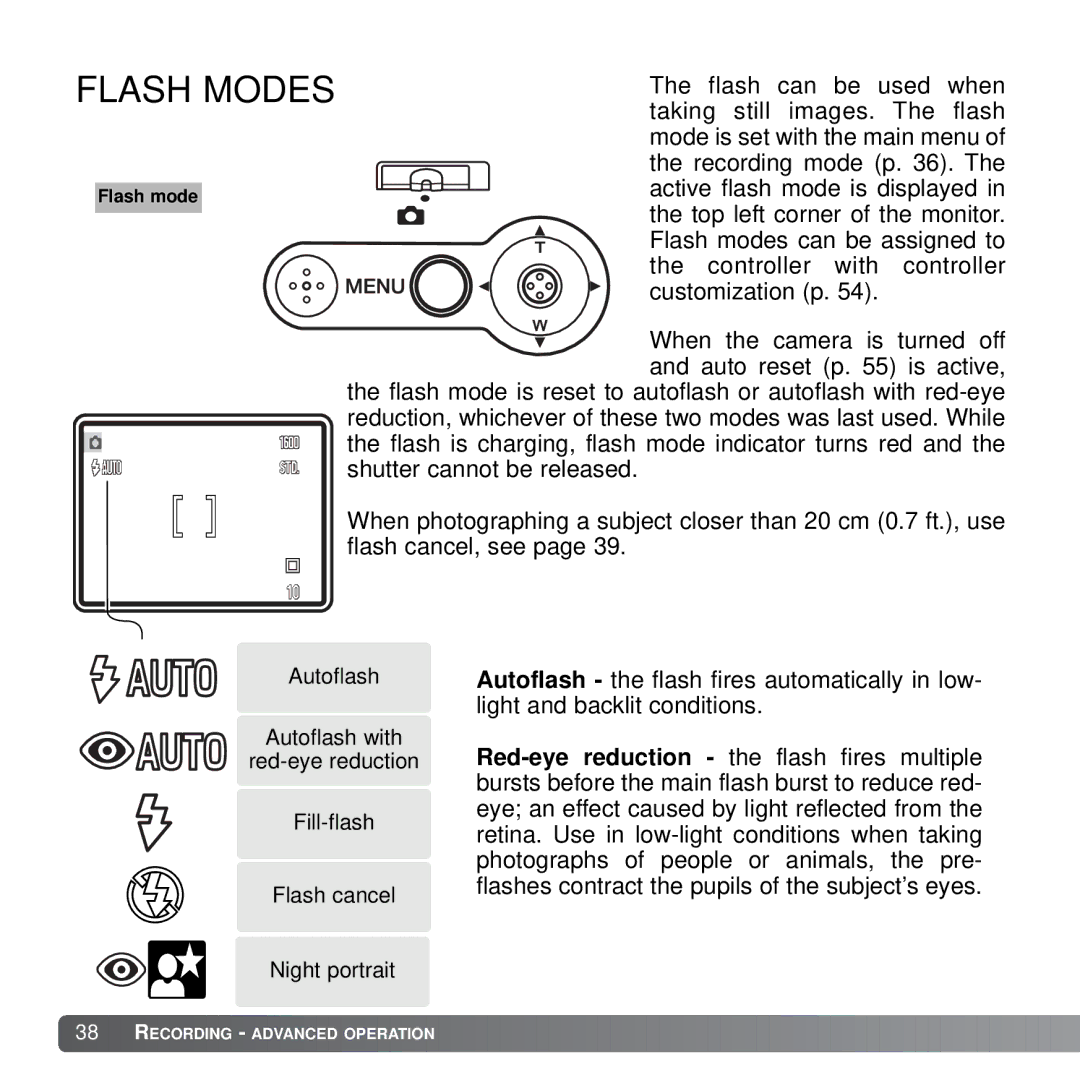 Konica Minolta X21 instruction manual Flash Modes 