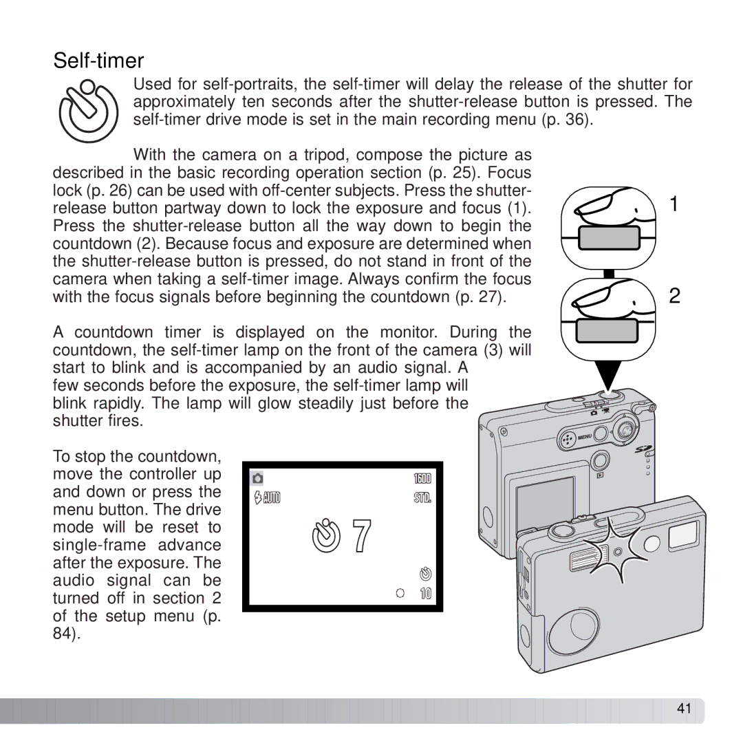 Konica Minolta X21 instruction manual Self-timer 