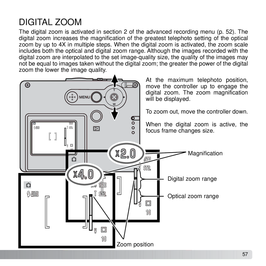 Konica Minolta X21 instruction manual Digital Zoom 