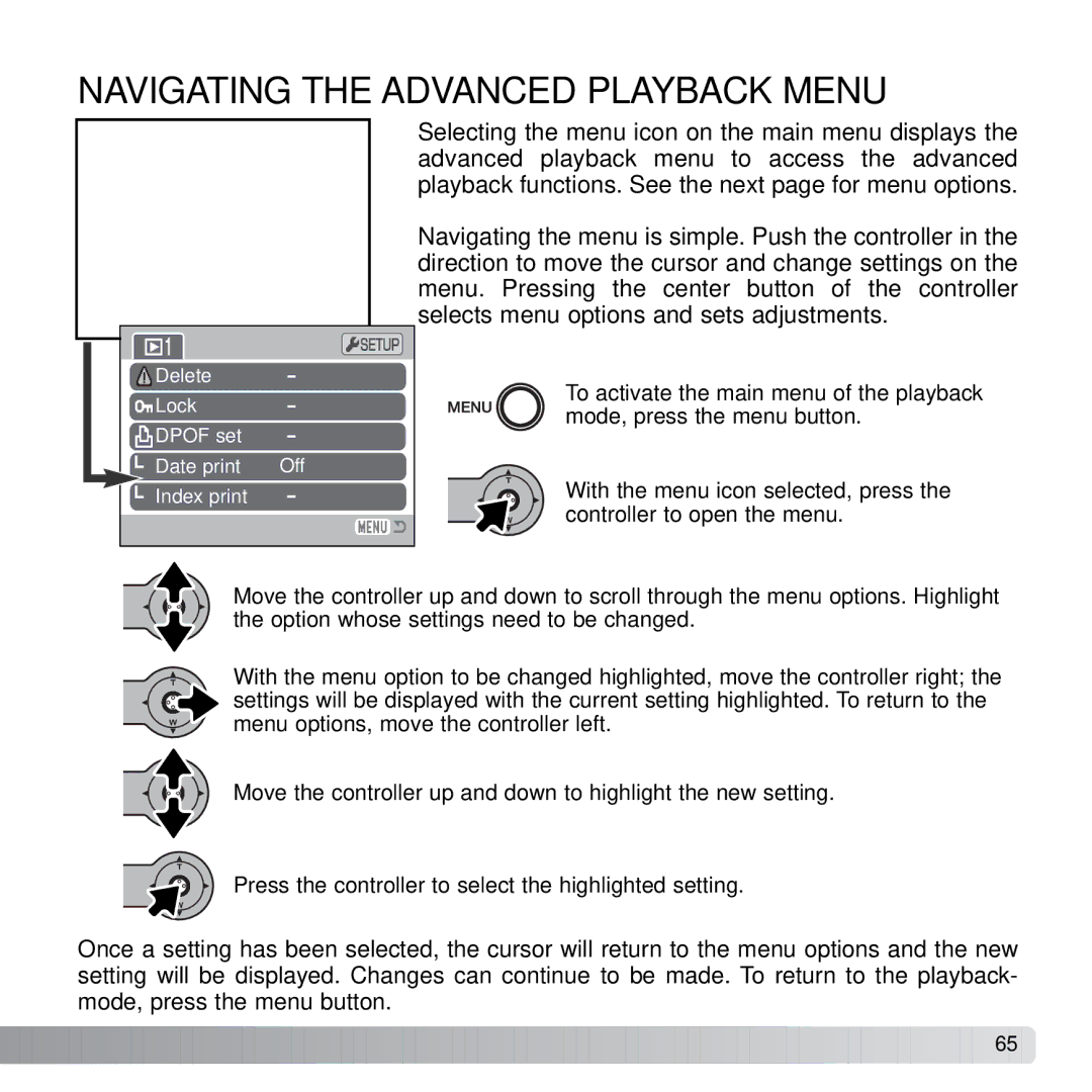 Konica Minolta X21 instruction manual Navigating the Advanced Playback Menu 