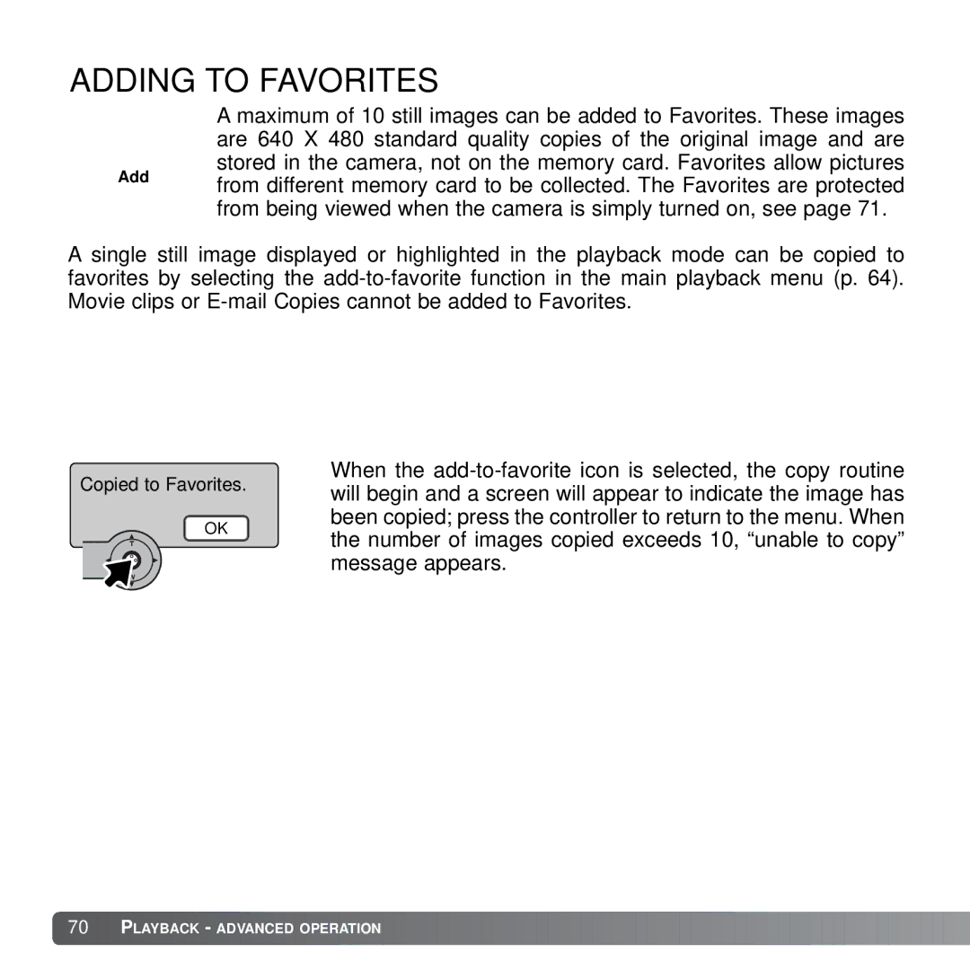 Konica Minolta X21 instruction manual Adding to Favorites 