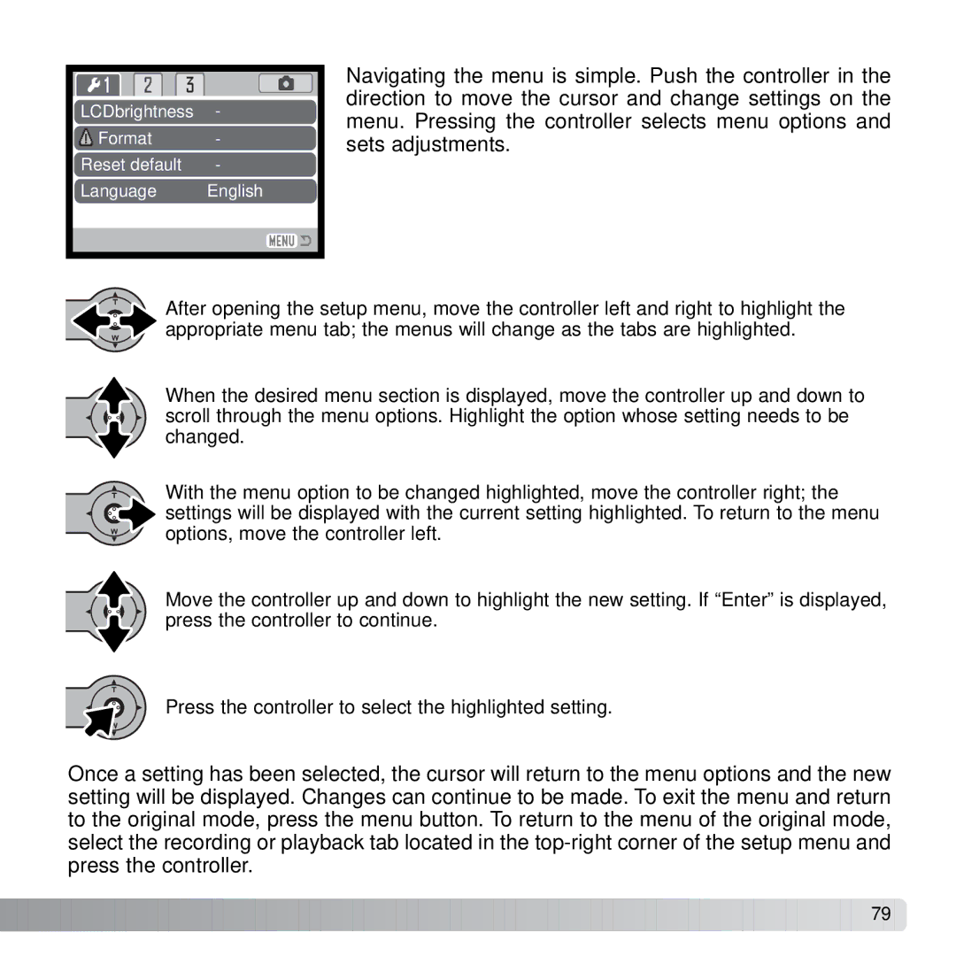 Konica Minolta X21 instruction manual LCDbrightness Format Reset default Language English 