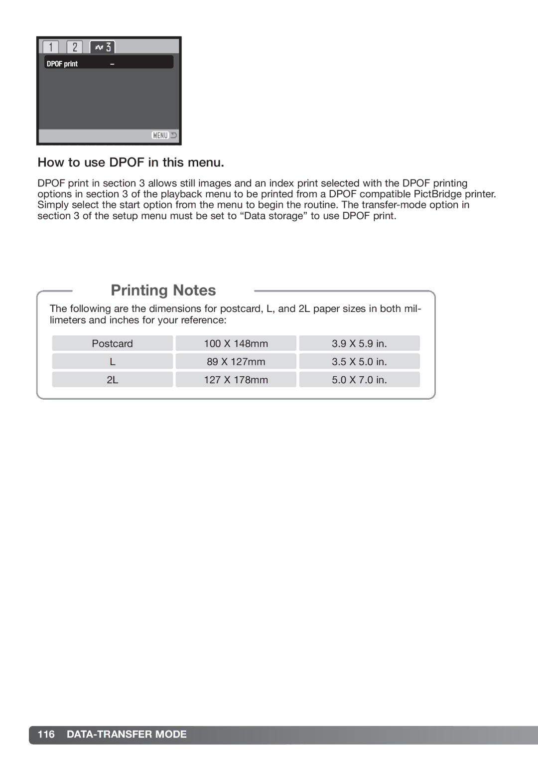 Konica Minolta xg instruction manual Printing Notes, How to use Dpof in this menu 