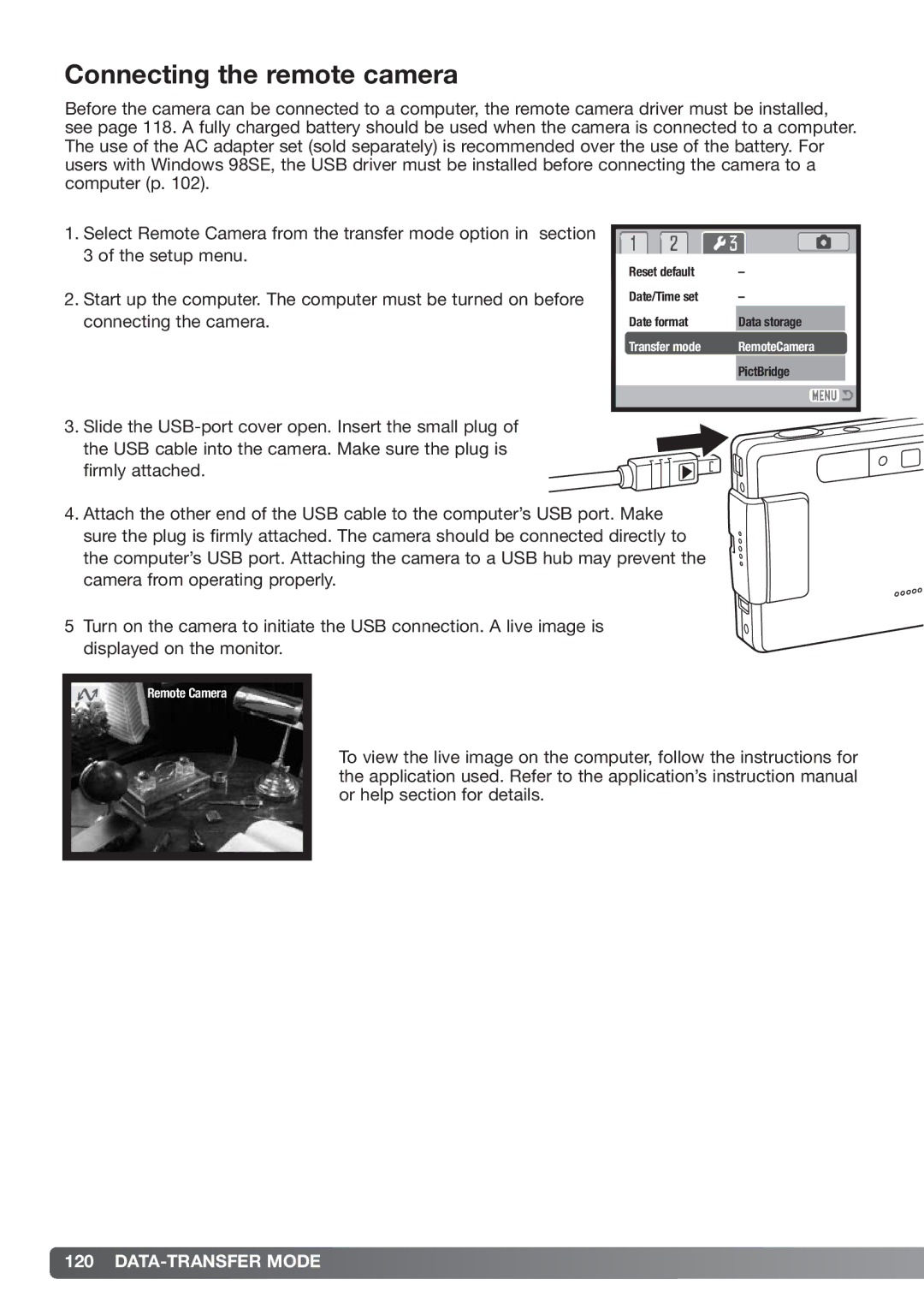 Konica Minolta xg instruction manual Connecting the remote camera 