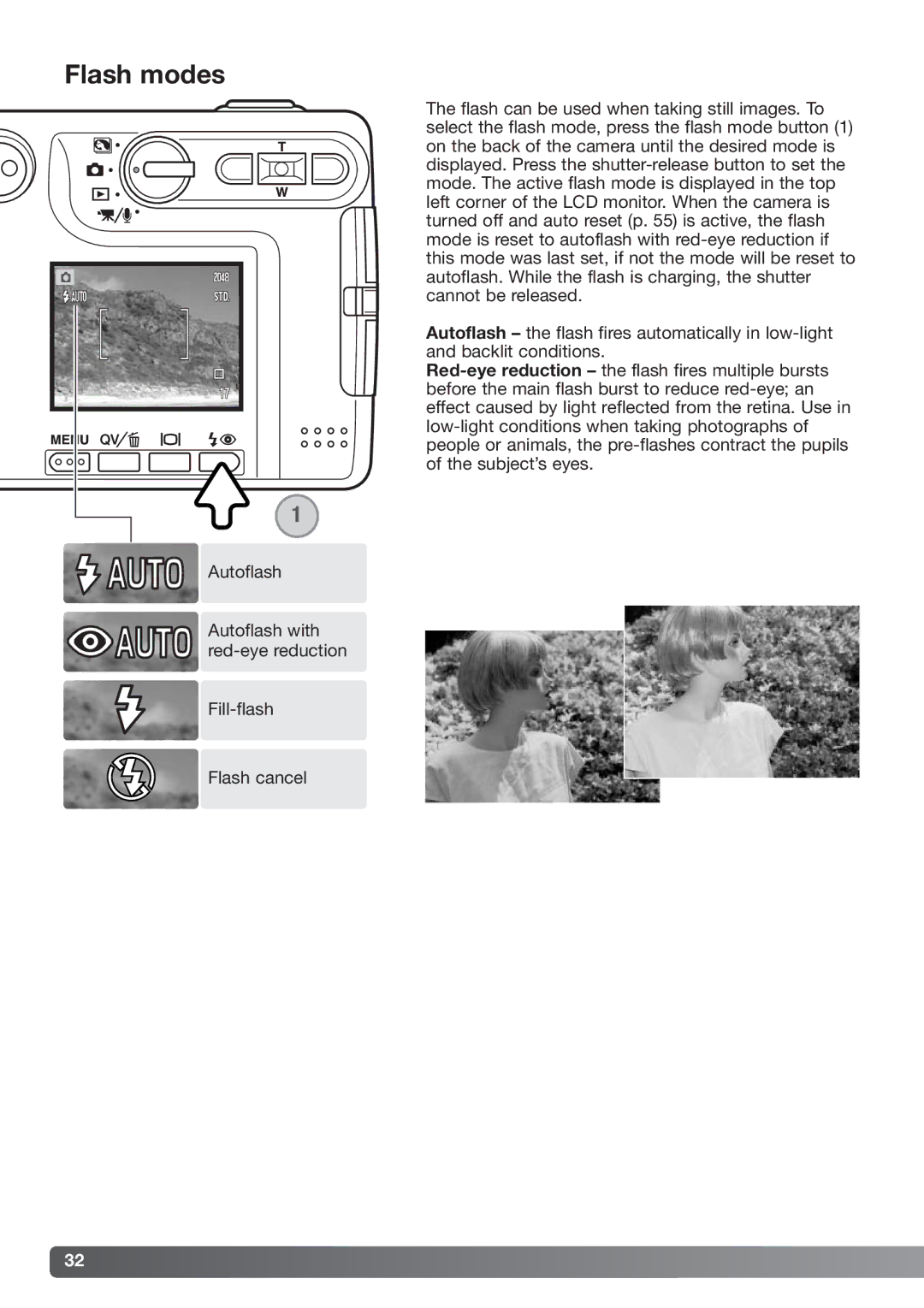 Konica Minolta xg instruction manual Flash modes 