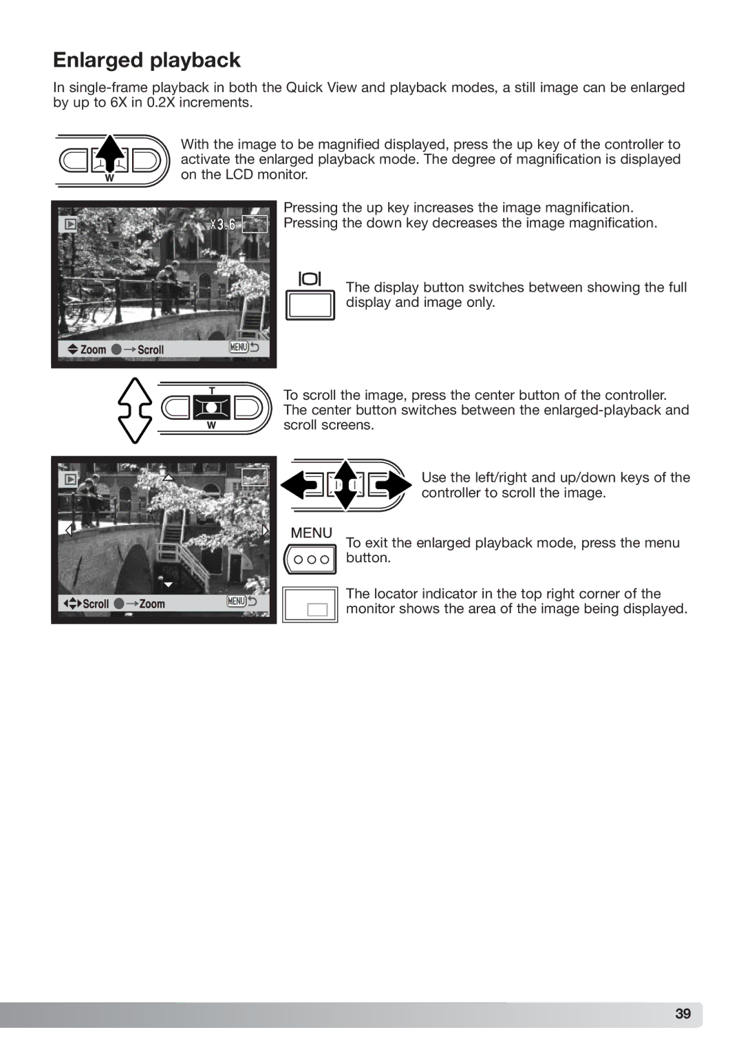 Konica Minolta xg instruction manual Enlarged playback 