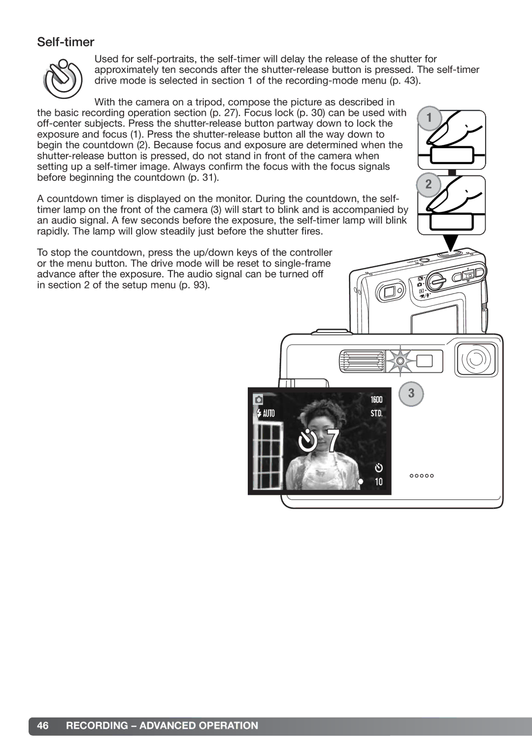 Konica Minolta xg instruction manual Self-timer 