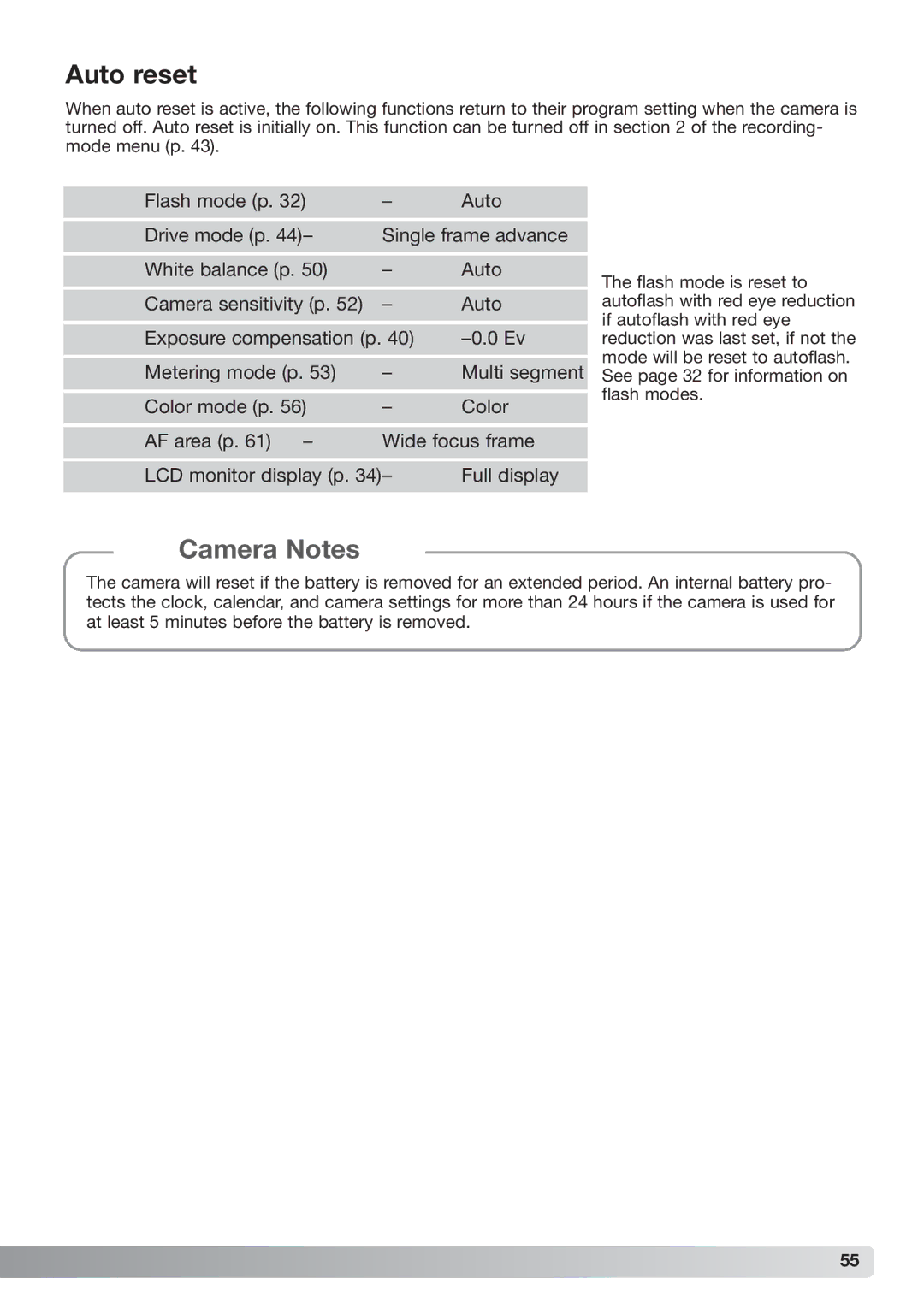 Konica Minolta xg instruction manual Auto reset 