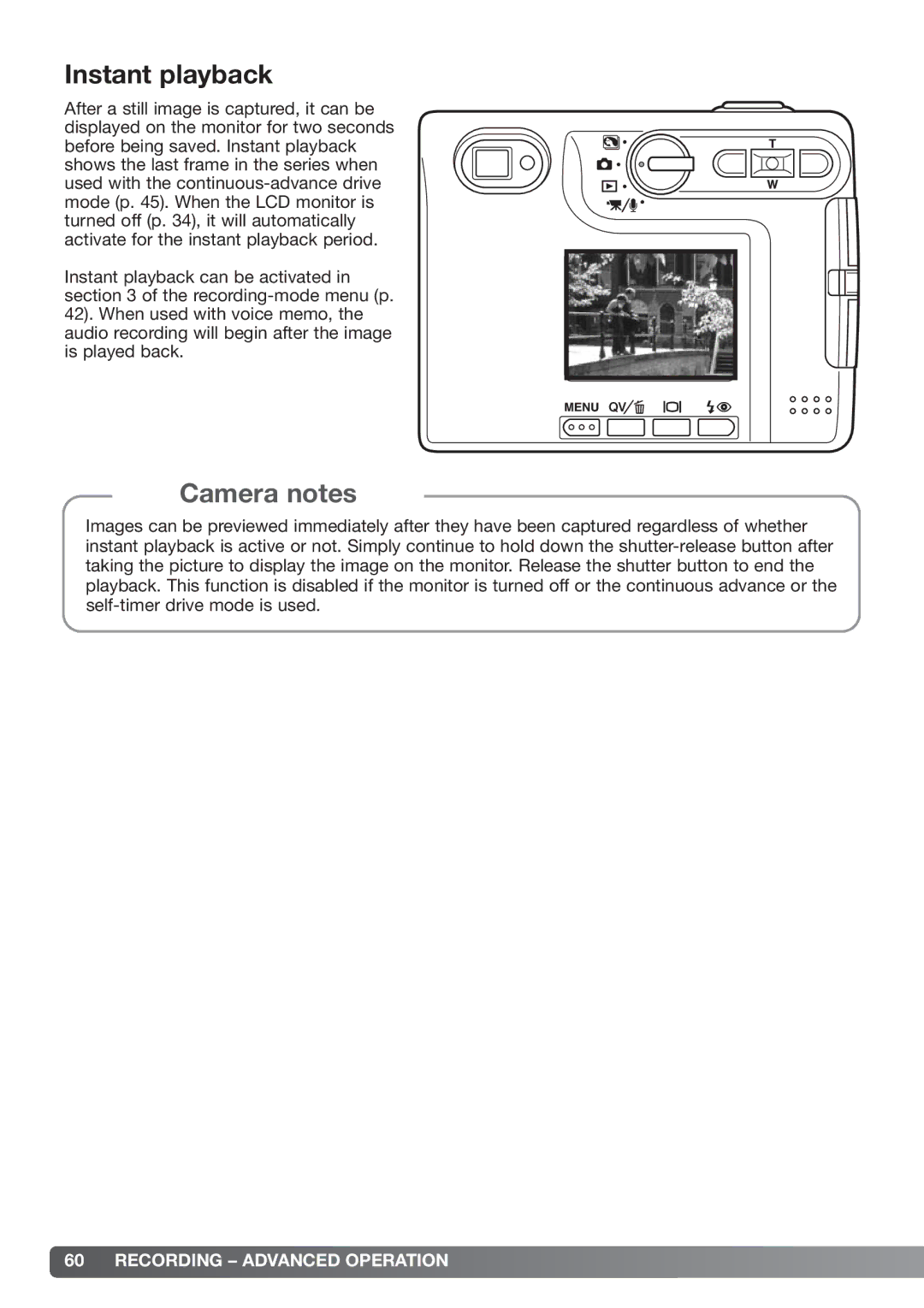 Konica Minolta xg instruction manual Instant playback 