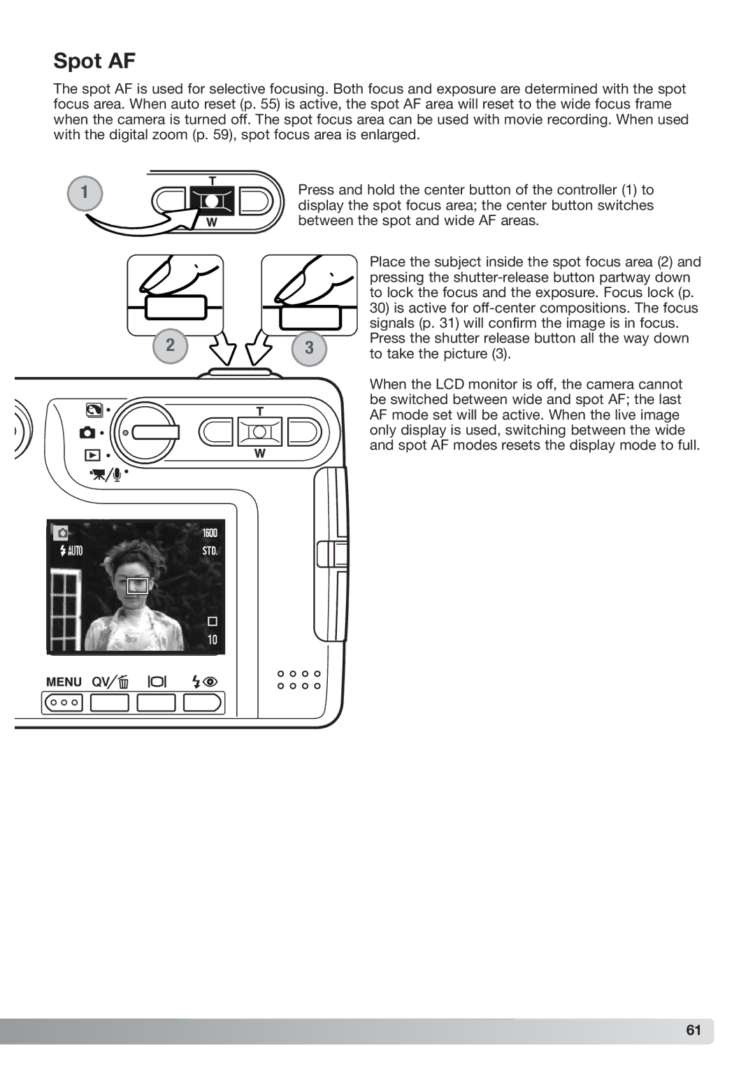 Konica Minolta xg instruction manual Spot AF 