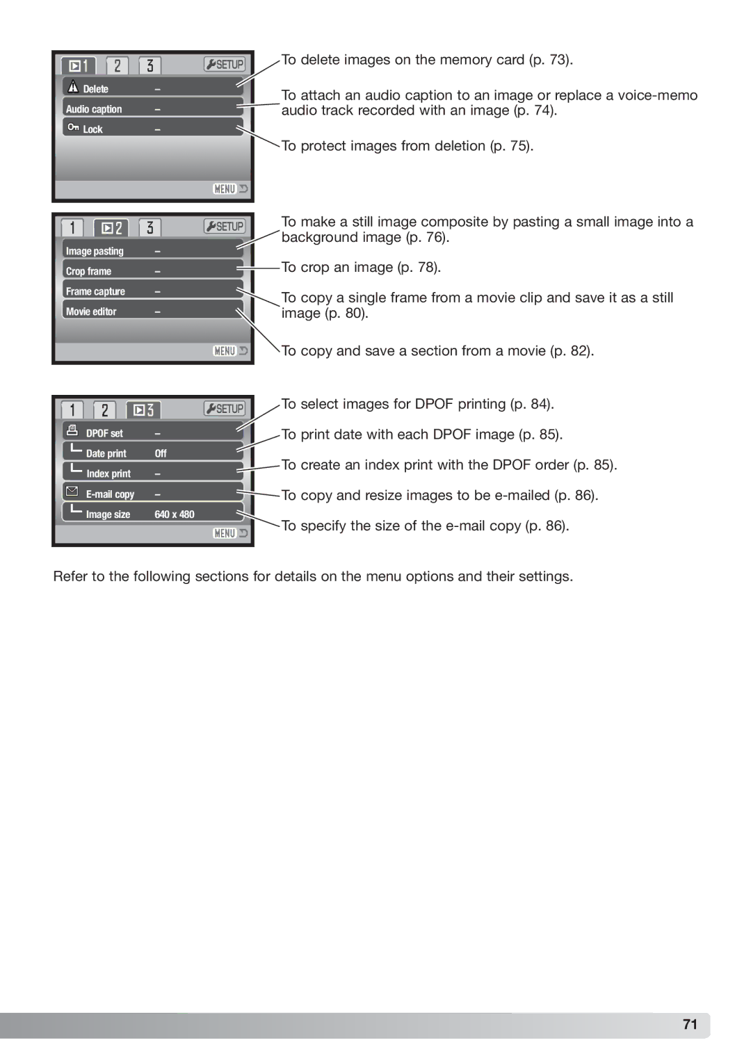 Konica Minolta xg instruction manual To delete images on the memory card p 