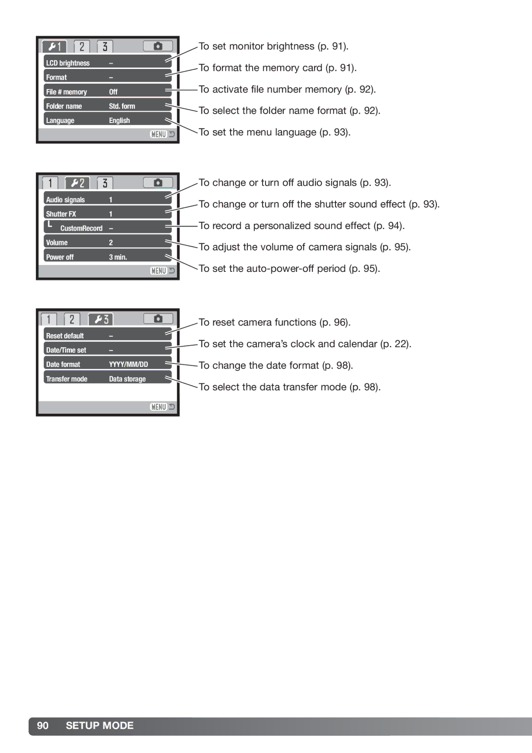 Konica Minolta xg instruction manual To reset camera functions p 