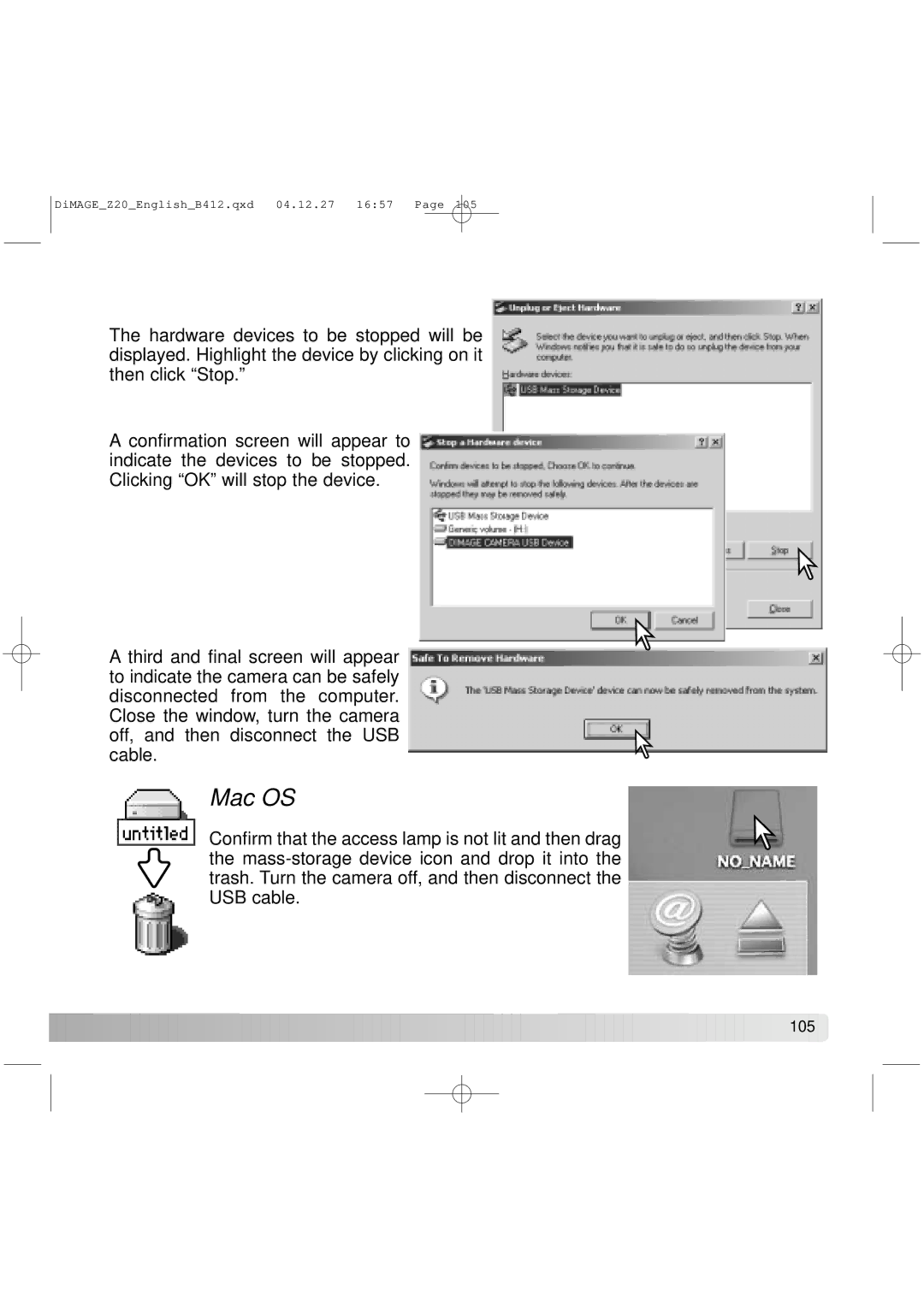 Konica Minolta Z20 instruction manual Mac OS 