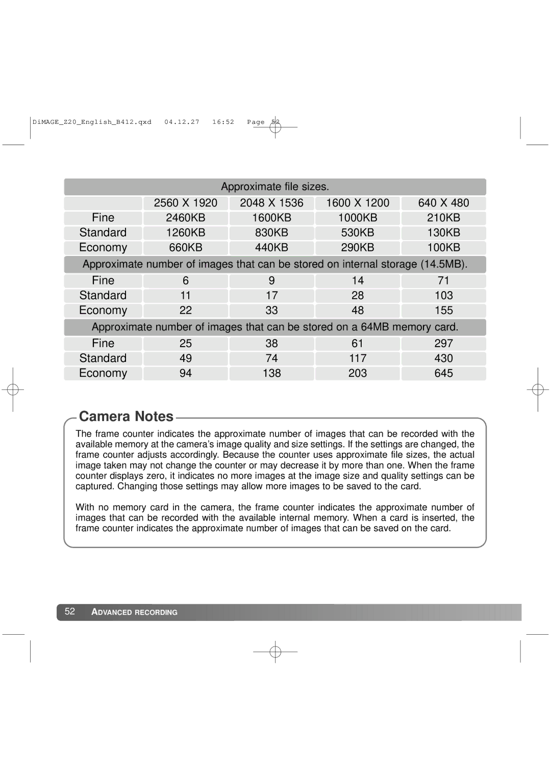 Konica Minolta Z20 instruction manual Fine 