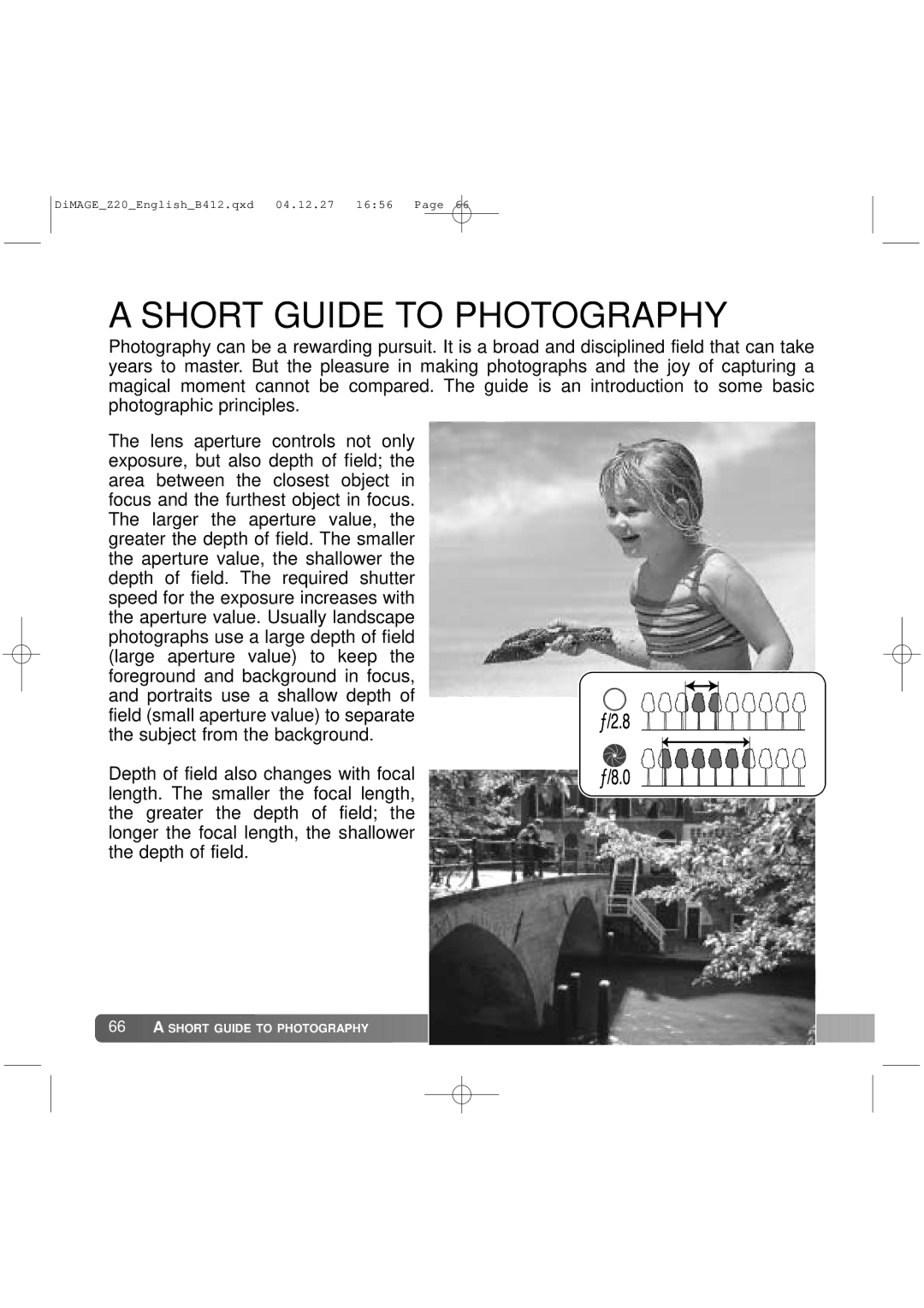 Konica Minolta Z20 instruction manual Short Guide to Photography 