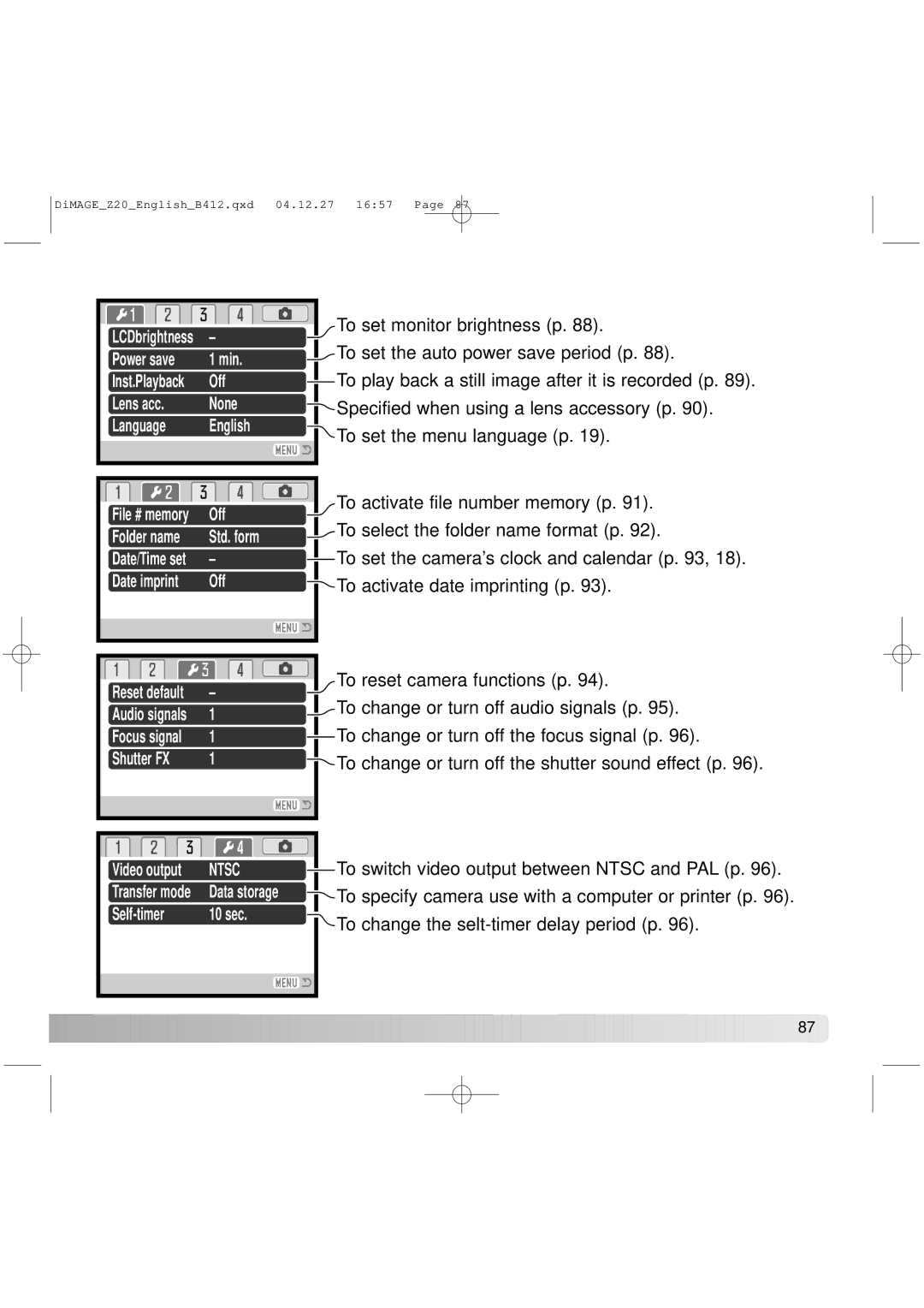 Konica Minolta Z20 instruction manual Ntsc 