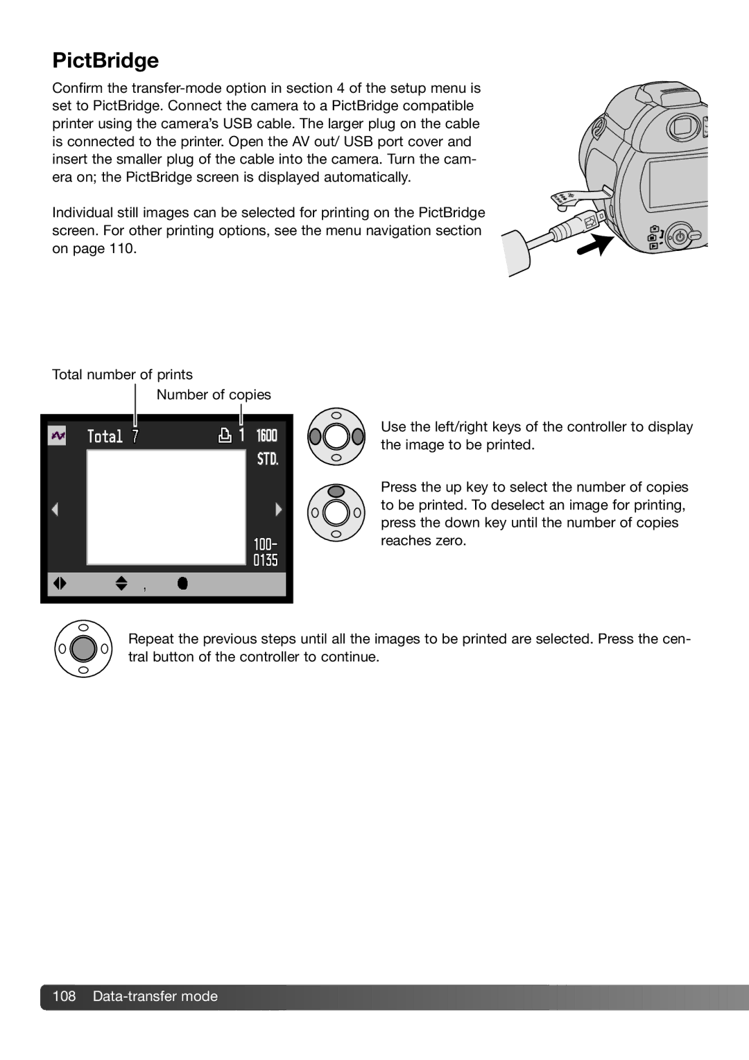 Konica Minolta Z3 instruction manual PictBridge, Move select print 