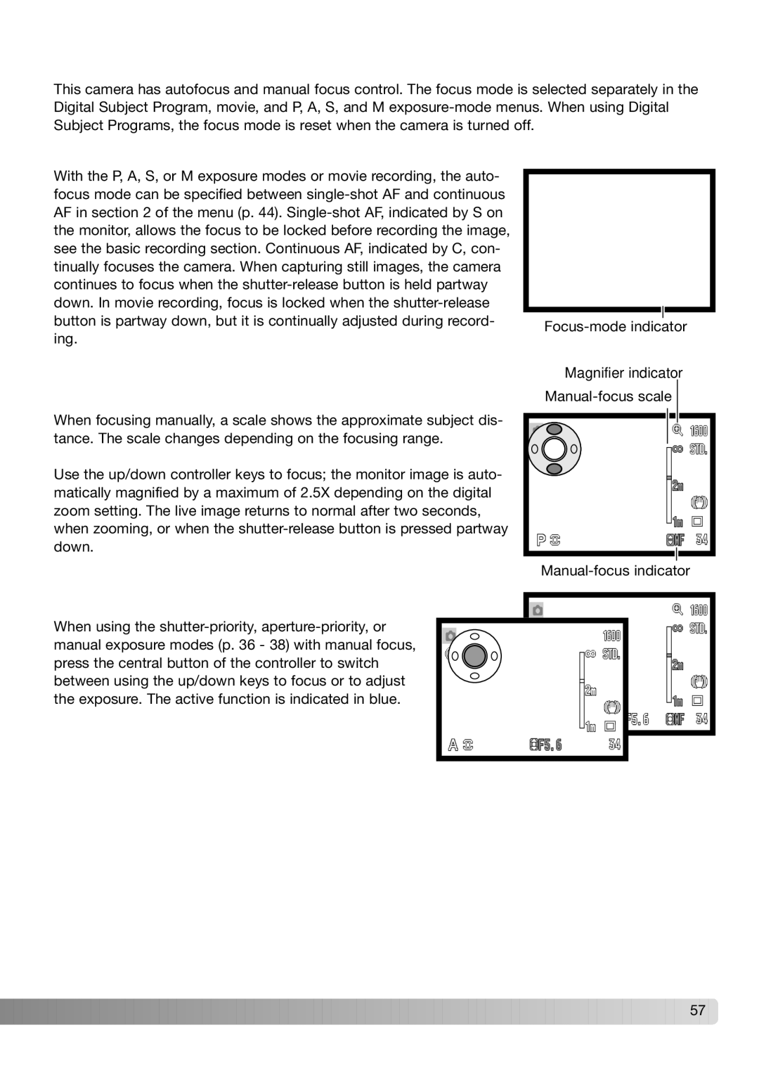 Konica Minolta Z3 instruction manual Focus modes 