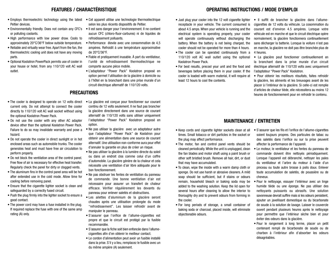 Koolatron P-25 Il suffit de brancher la glacière dans l’allume, Heures, La glacière peut fonctionner continuellement en 