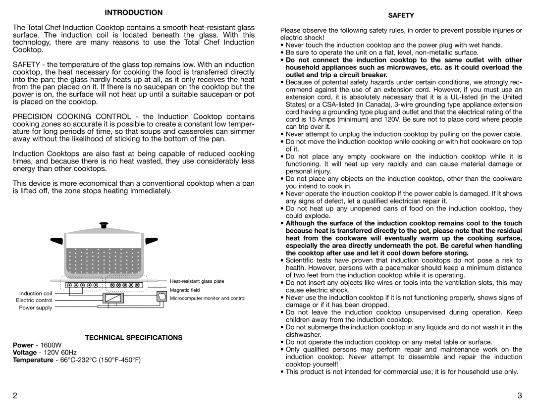 Koolatron TCIS11BN warranty Introduction, Safety 