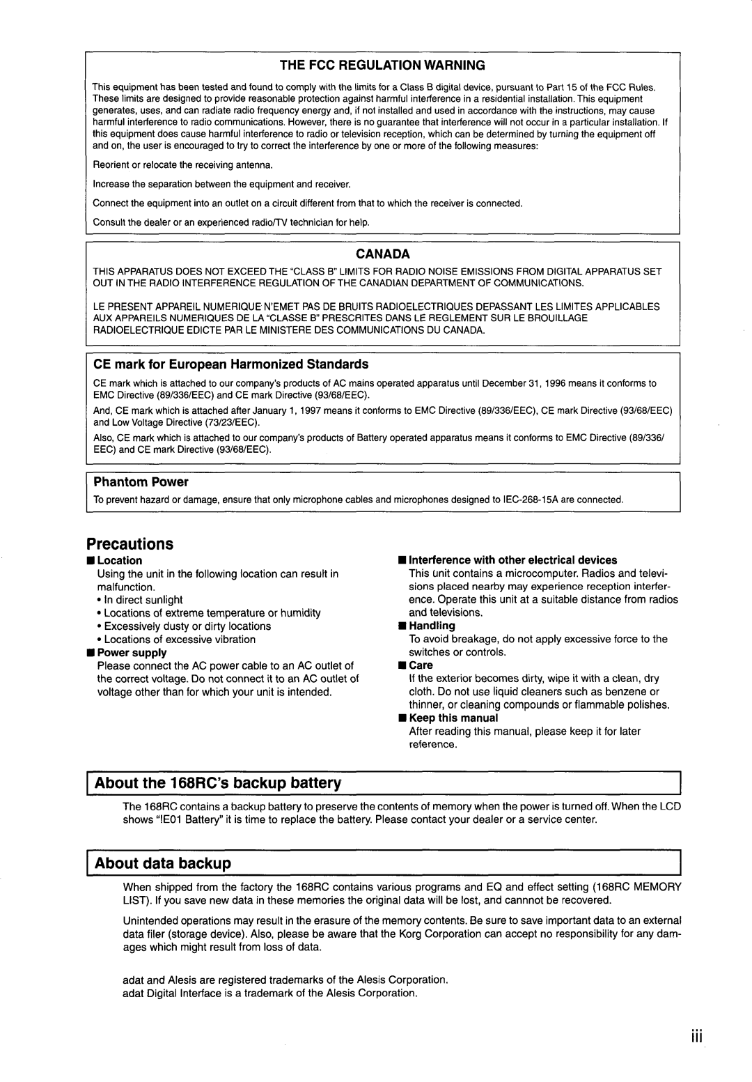 Korg 168RC manual 